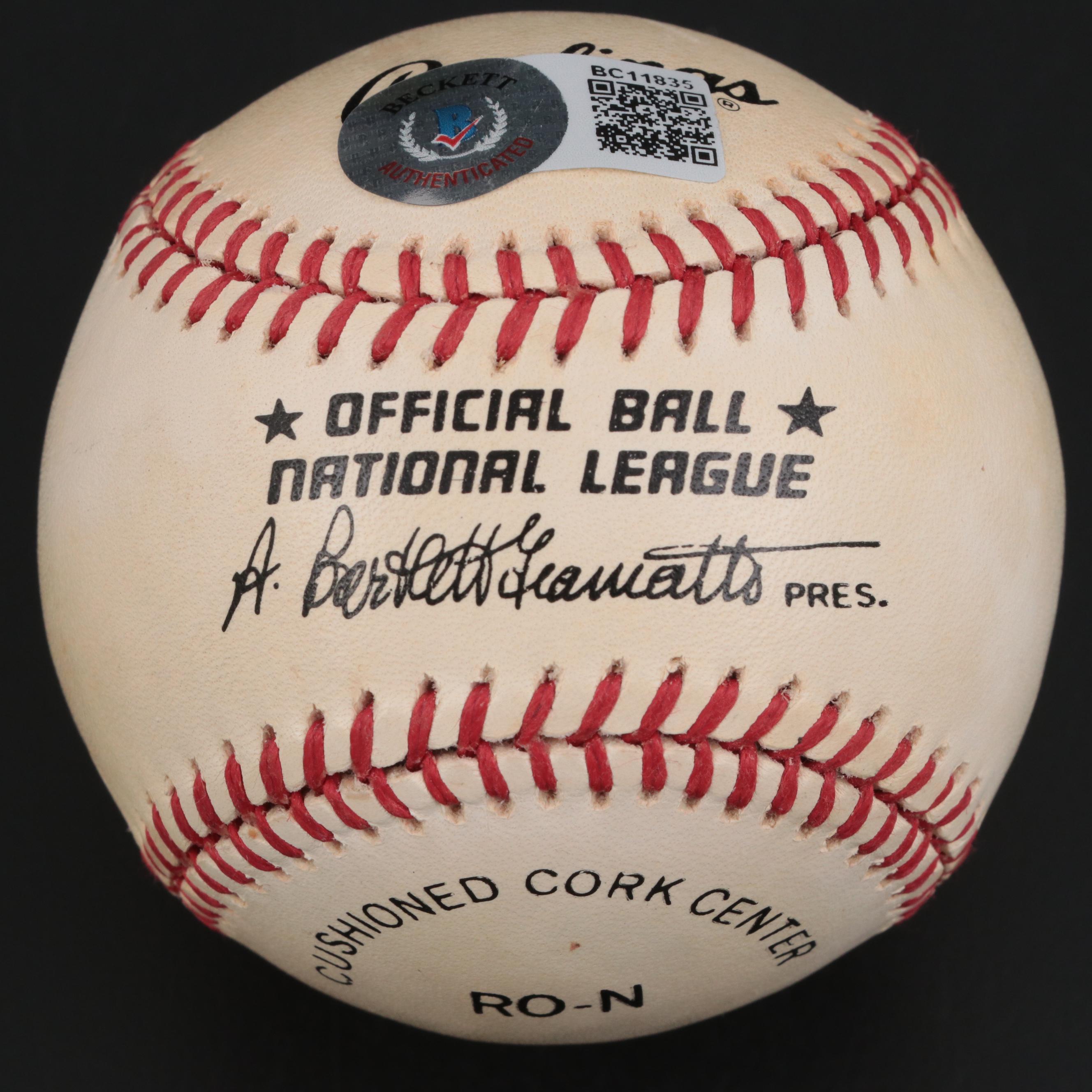 Eddie Mathews Signed Rawlings National League Giamatti Baseball