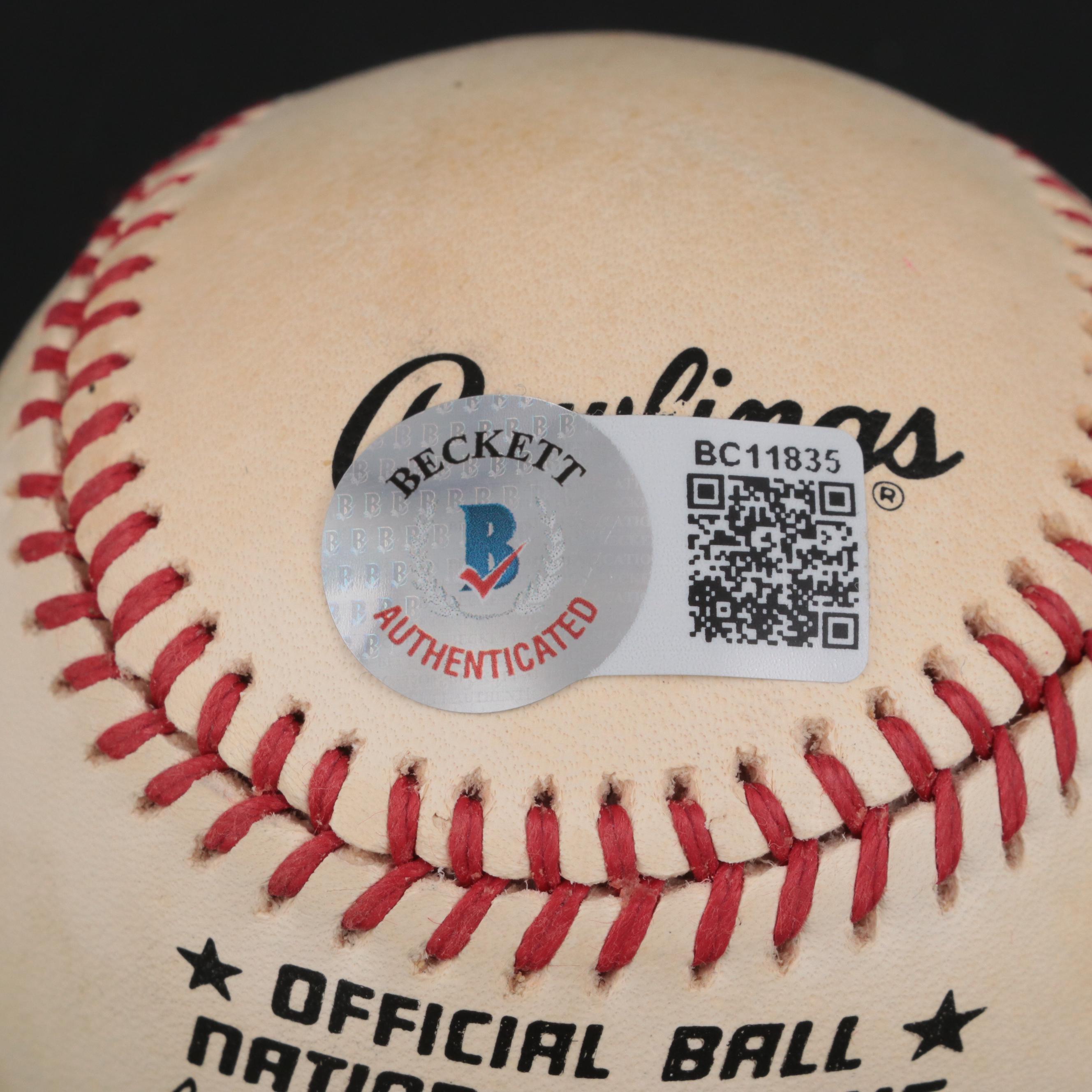 Eddie Mathews Signed Rawlings National League Giamatti Baseball