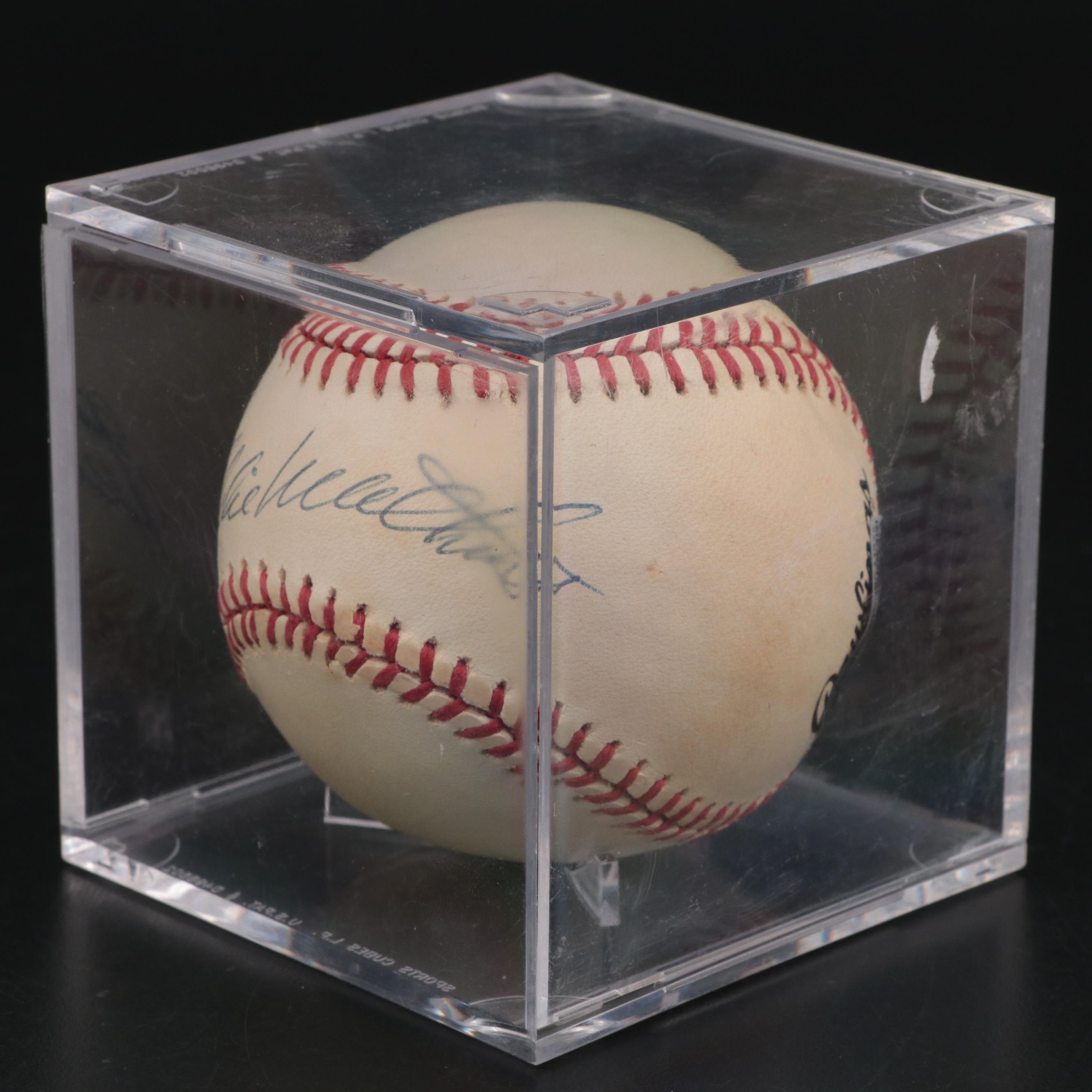 Eddie Mathews Signed Rawlings National League Giamatti Baseball