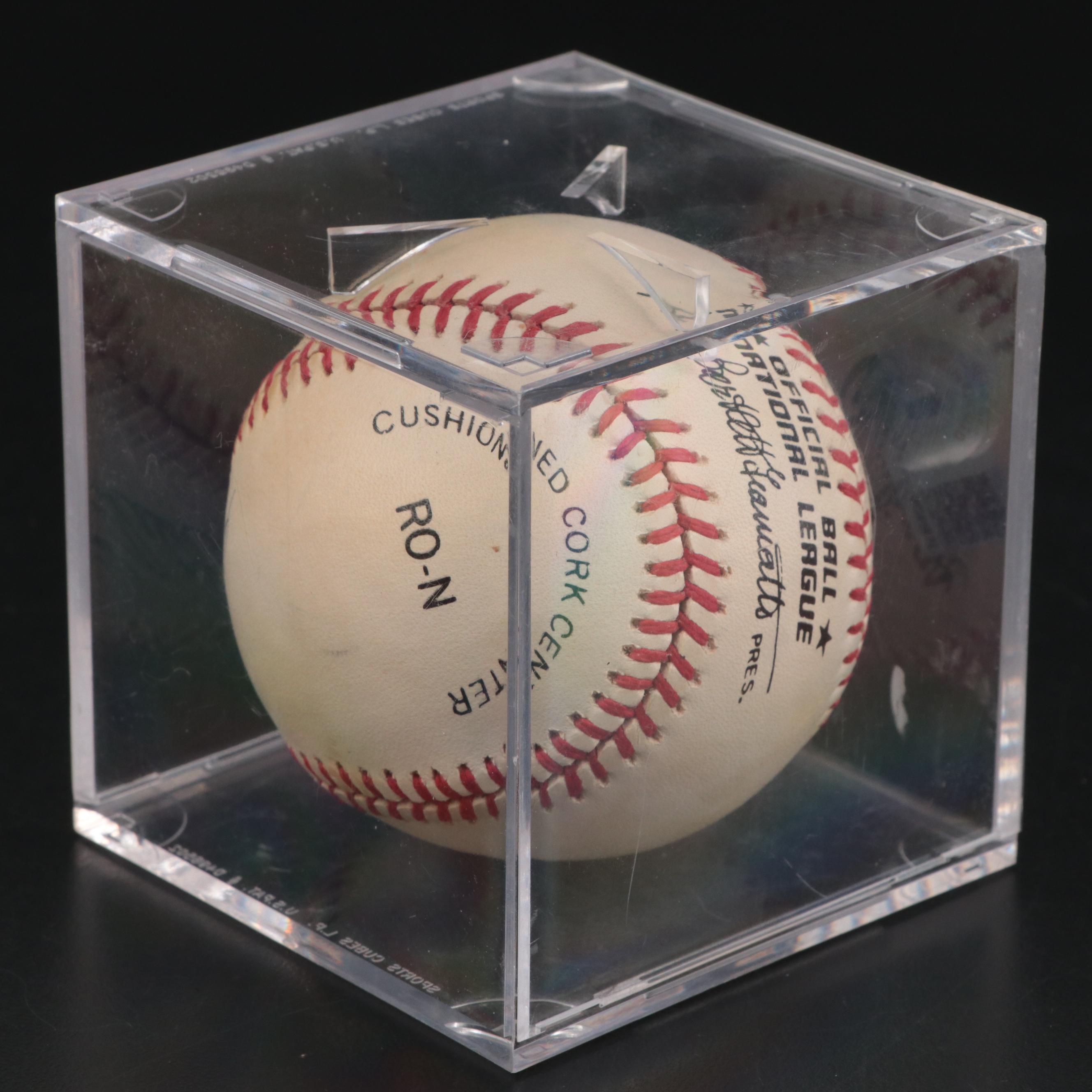 Eddie Mathews Signed Rawlings National League Giamatti Baseball