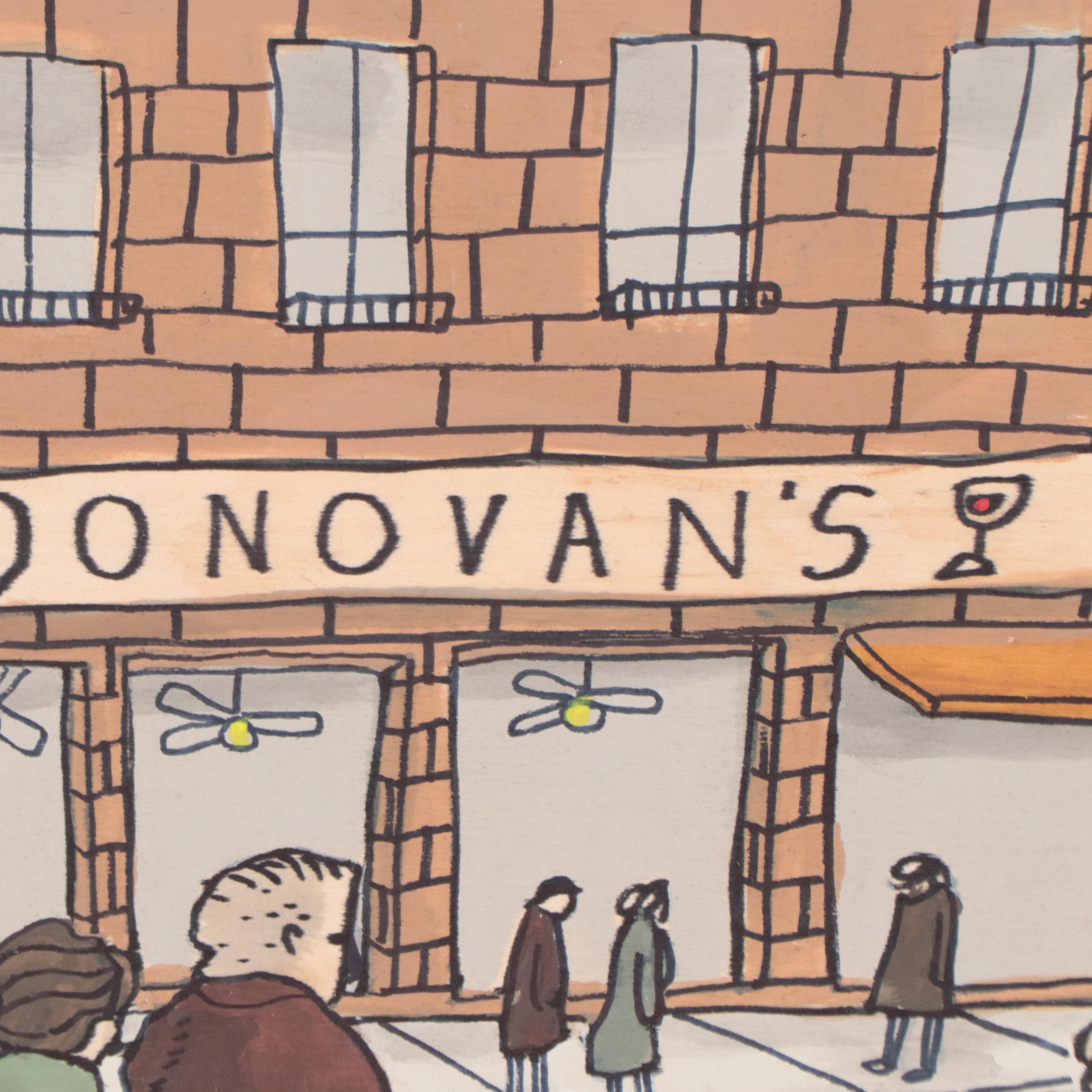 Aaron Wooten Acrylic and Ink Painting of Cityscape "Neptunian Attack #2," 2023