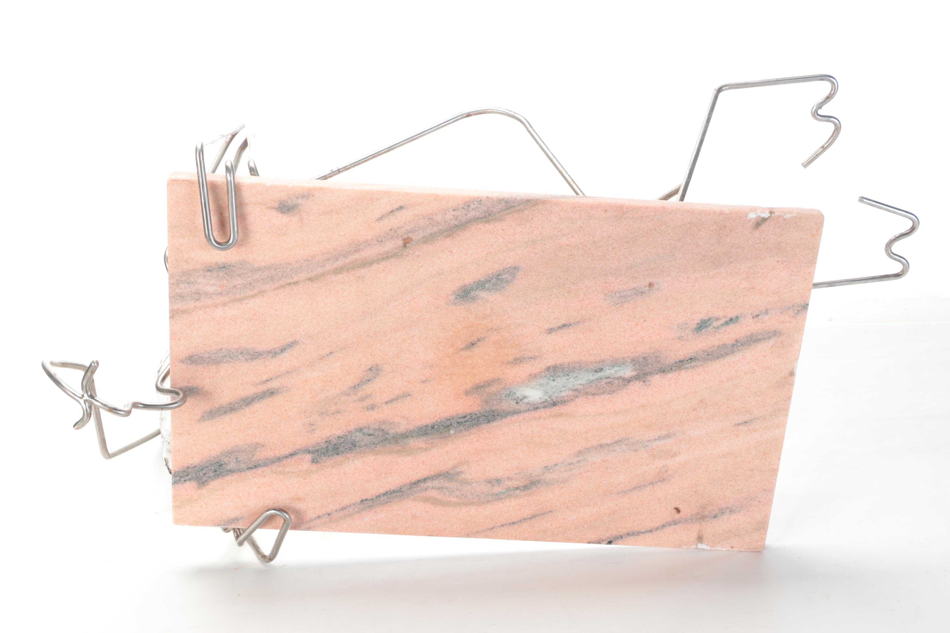 Sculptural Post Modern Wire and Marble Coffee Table