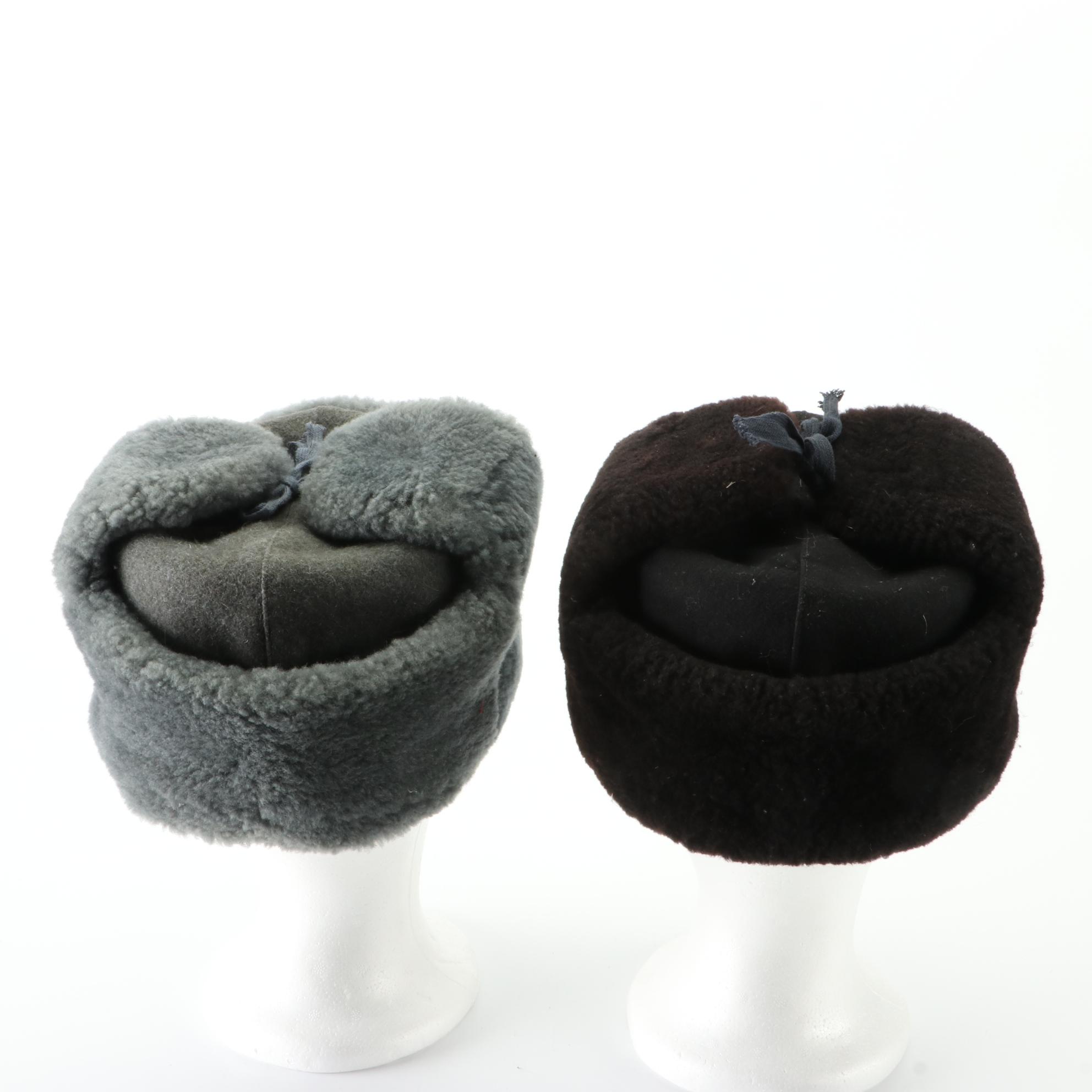 Ushanka Hats with Soviet Hammer and Sickle Medallions