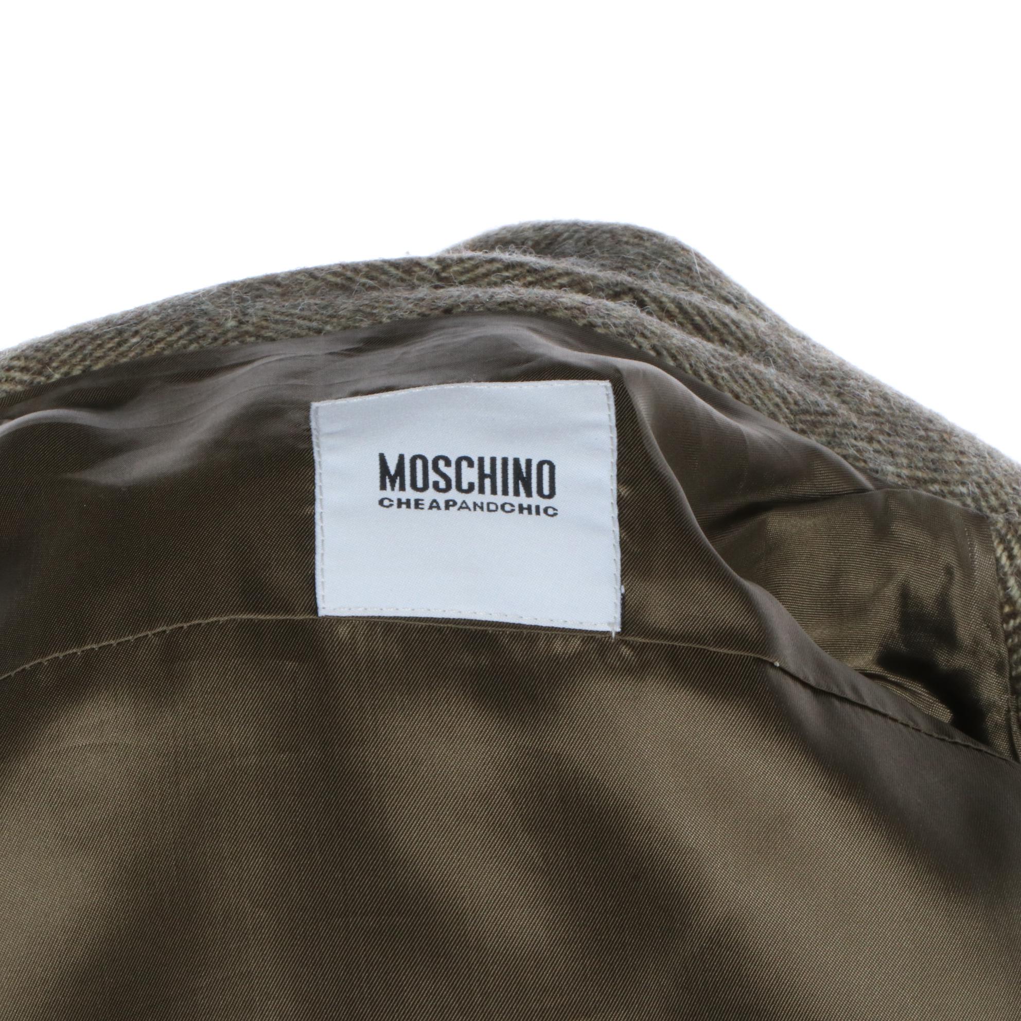 Moschino Cheap and Chic Jacket in Herringbone with Fox Fur Trim