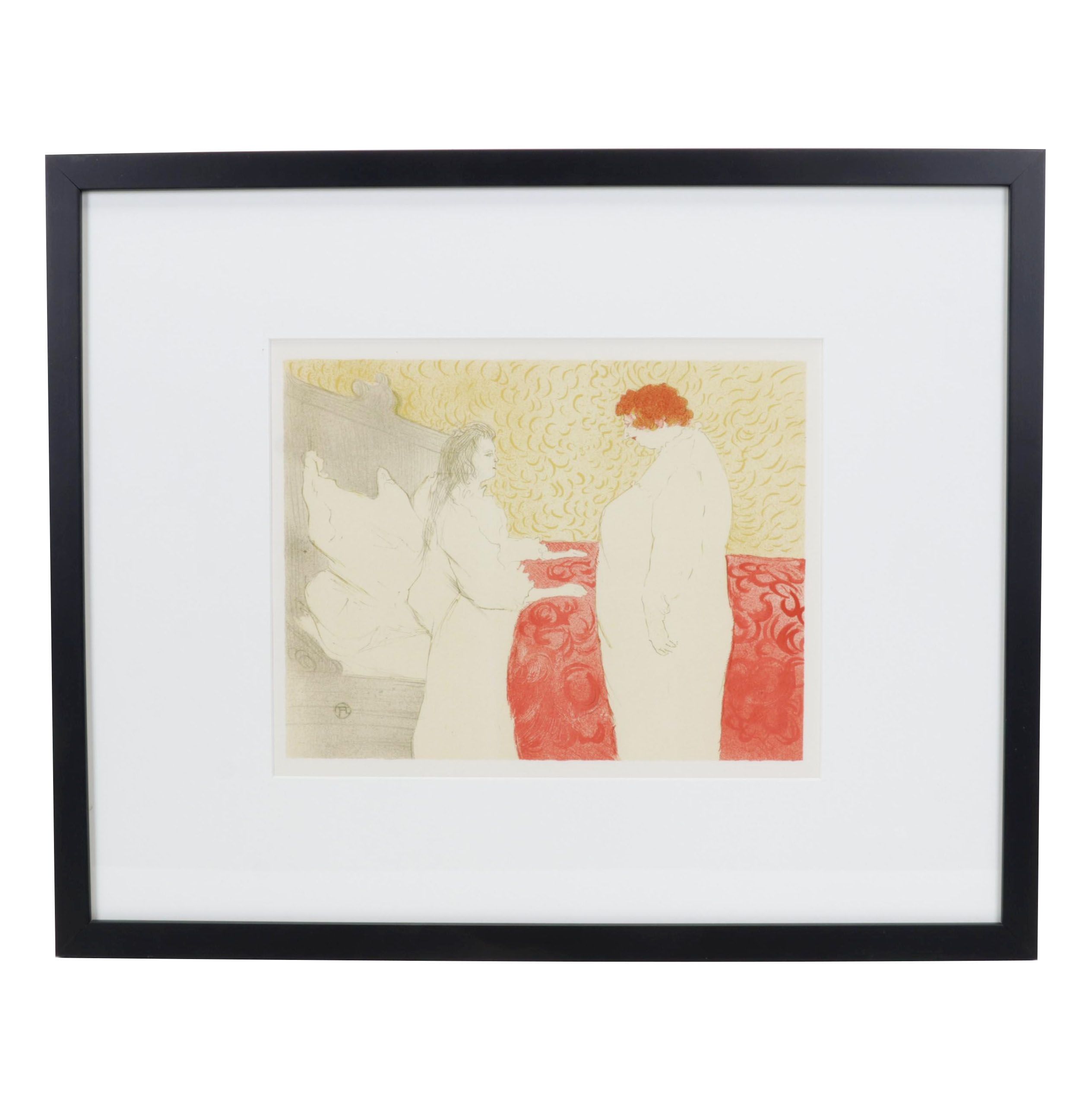 Color Lithograph After Toulouse-Lautrec "Femme au lit" From "Elles," 1952
