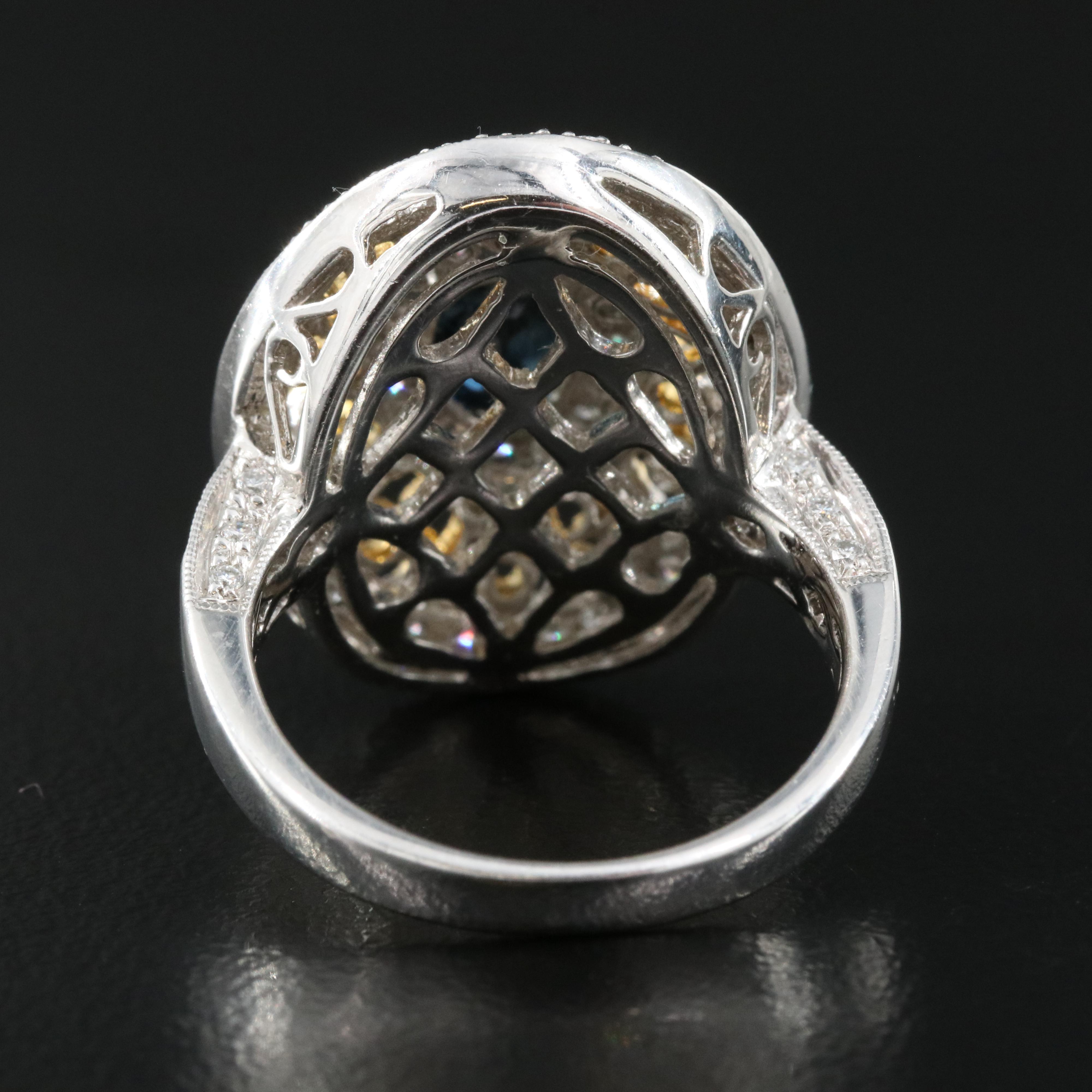 14K Two Tone 1.18 CT Sapphire and Diamond Ring