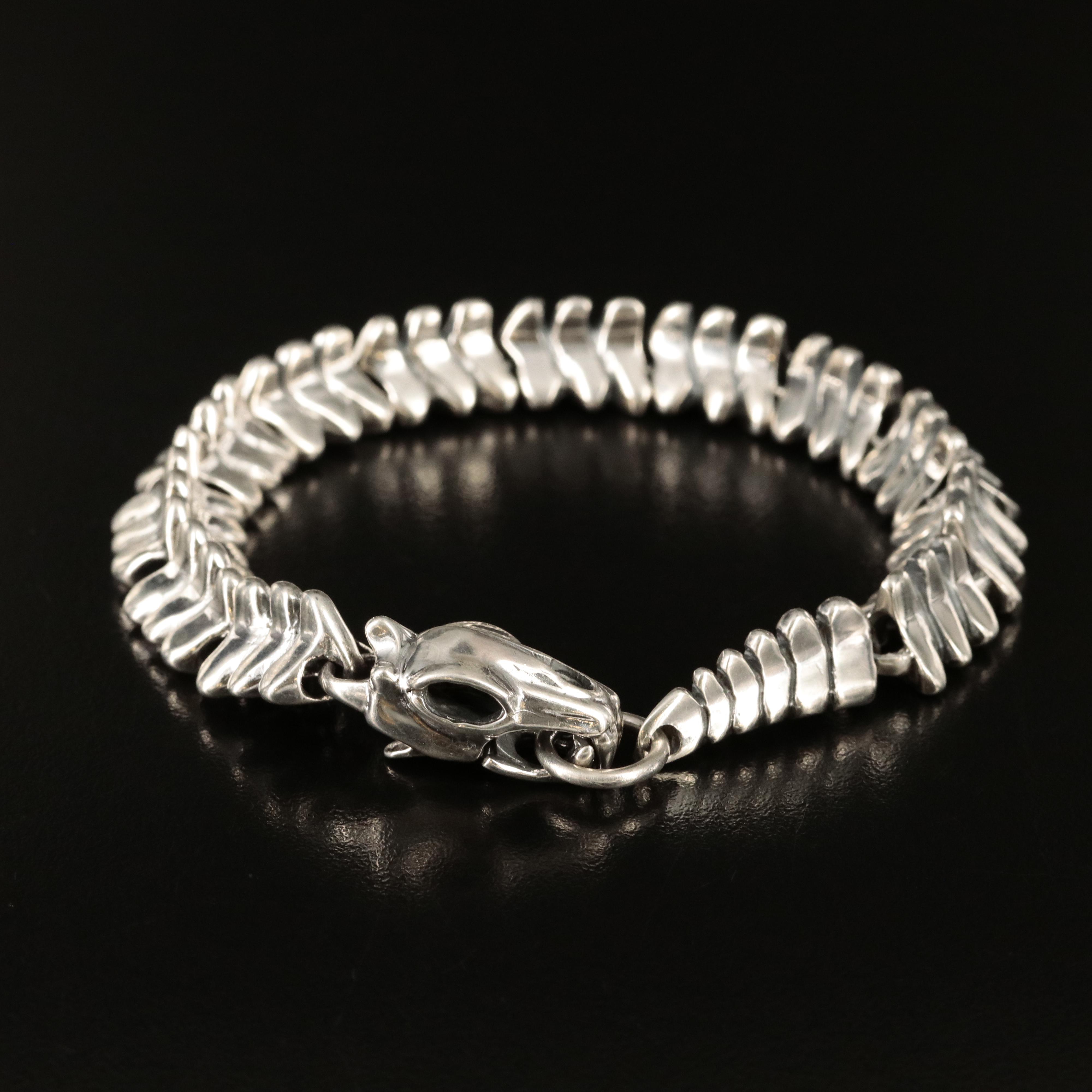 Sterling Snake Vertebrae Skeleton Bracelet