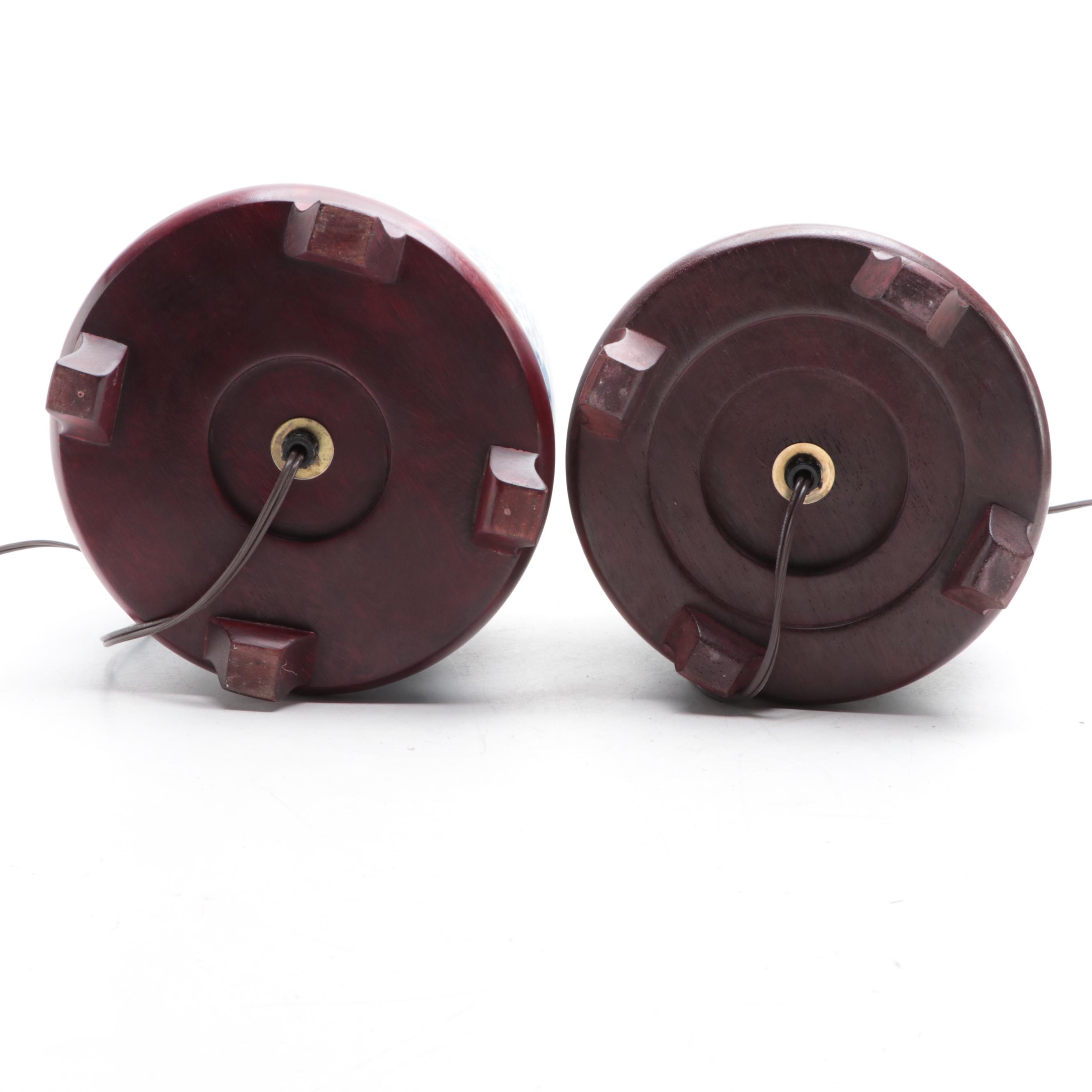 Wescal Chiense Style Blue and White Ceramic Table Lamps