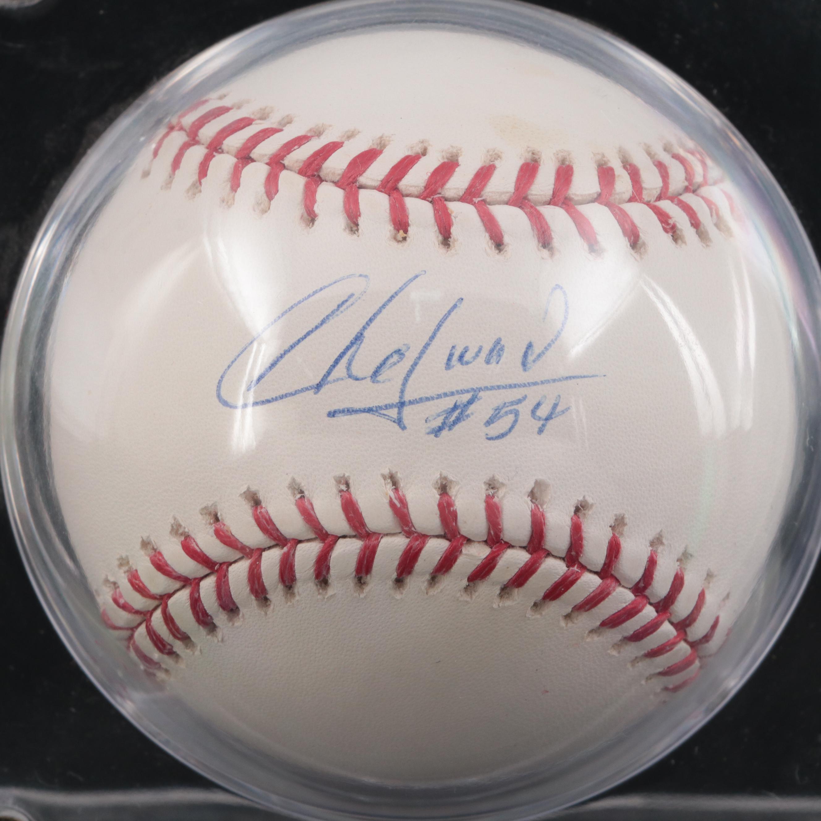 Aroldis Chapman Cincinnati Reds Signed Baseball with Rookie Card in Display