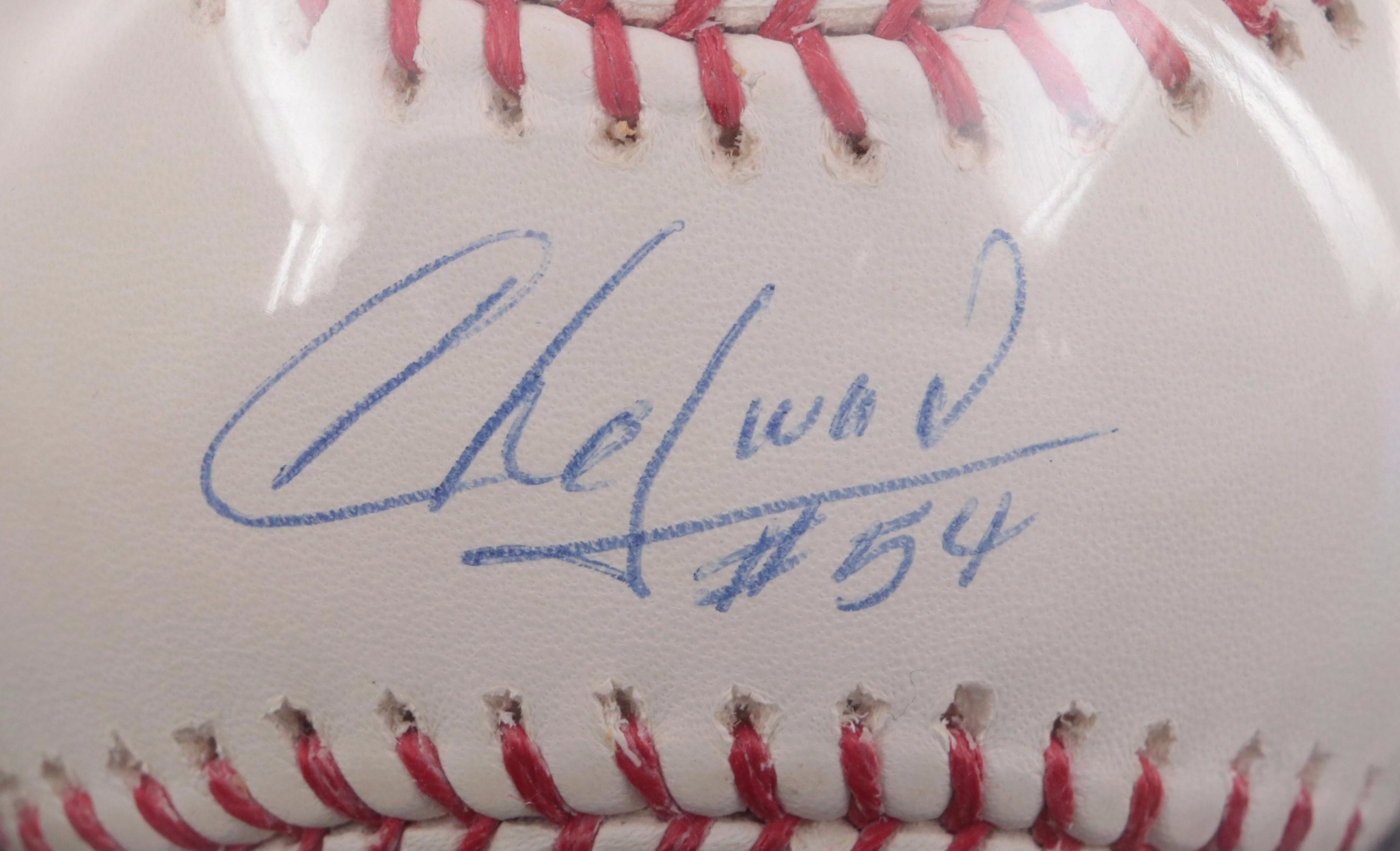 Aroldis Chapman Cincinnati Reds Signed Baseball with Rookie Card in Display