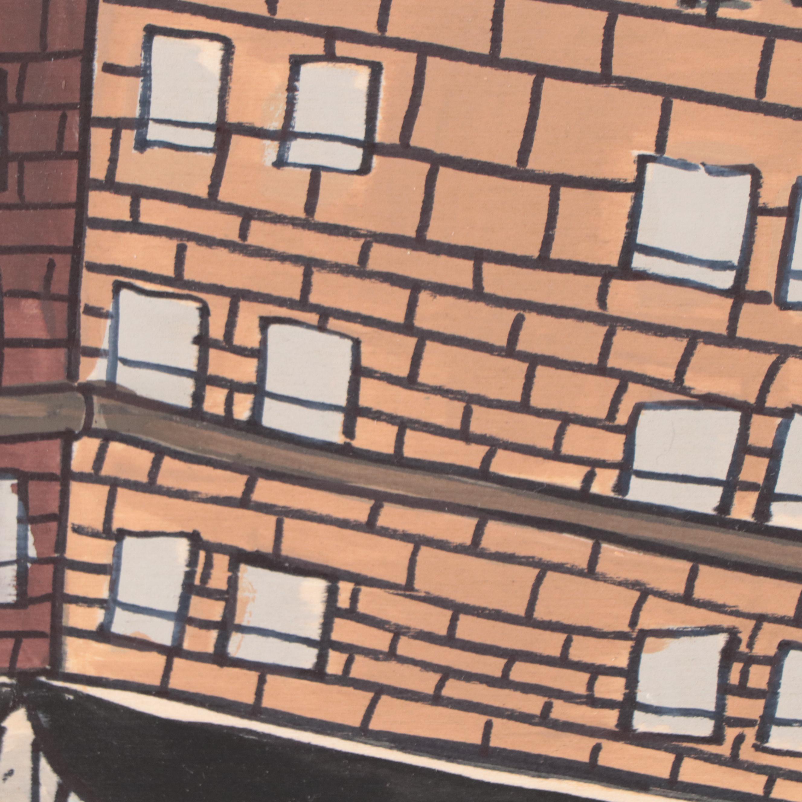 Aaron Wooten Acrylic and Ink Painting of Cityscape "Neptunian Attack #1," 2023