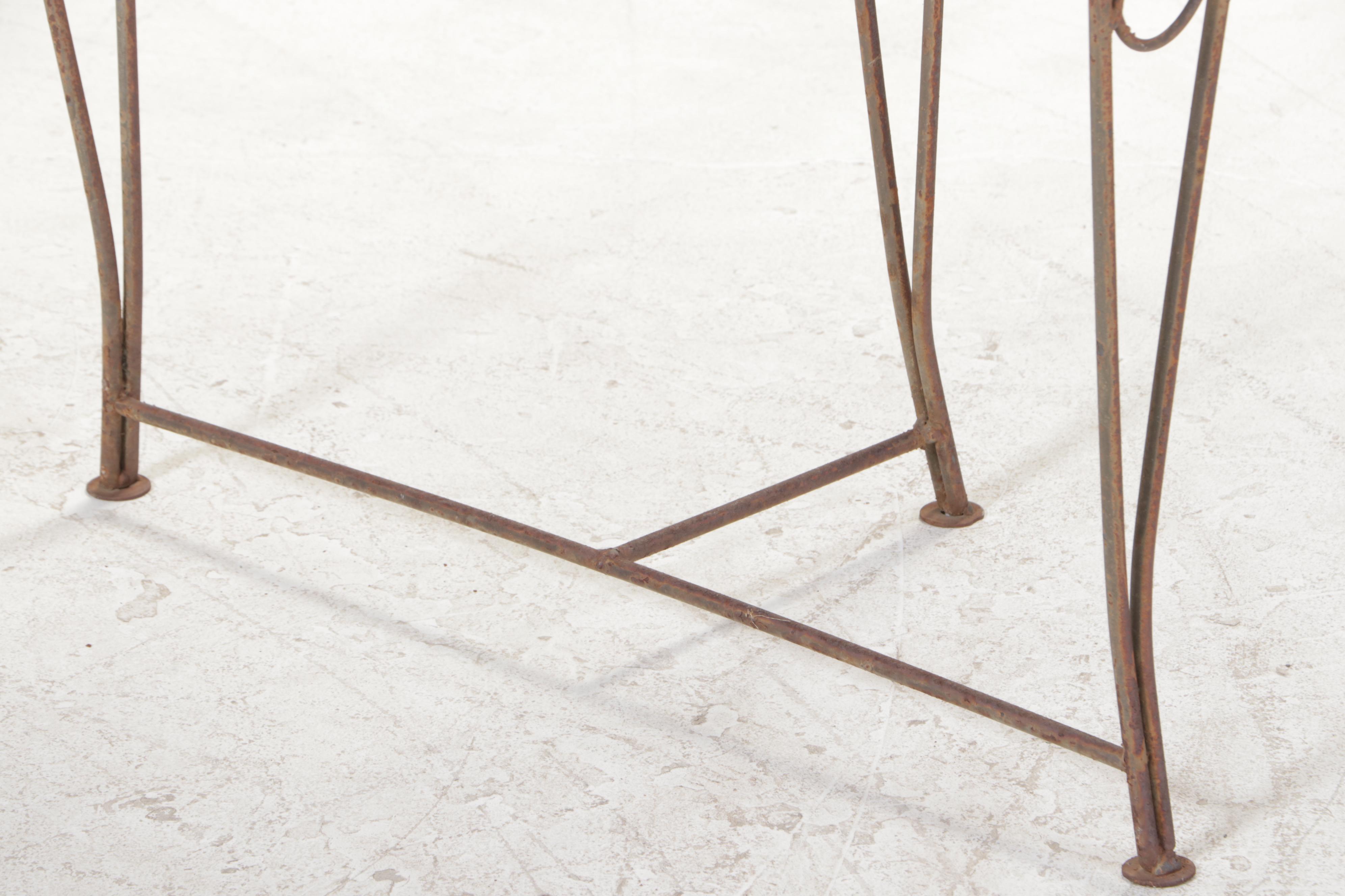 Wirework Plant Stand Plus Three Earthenware Planters