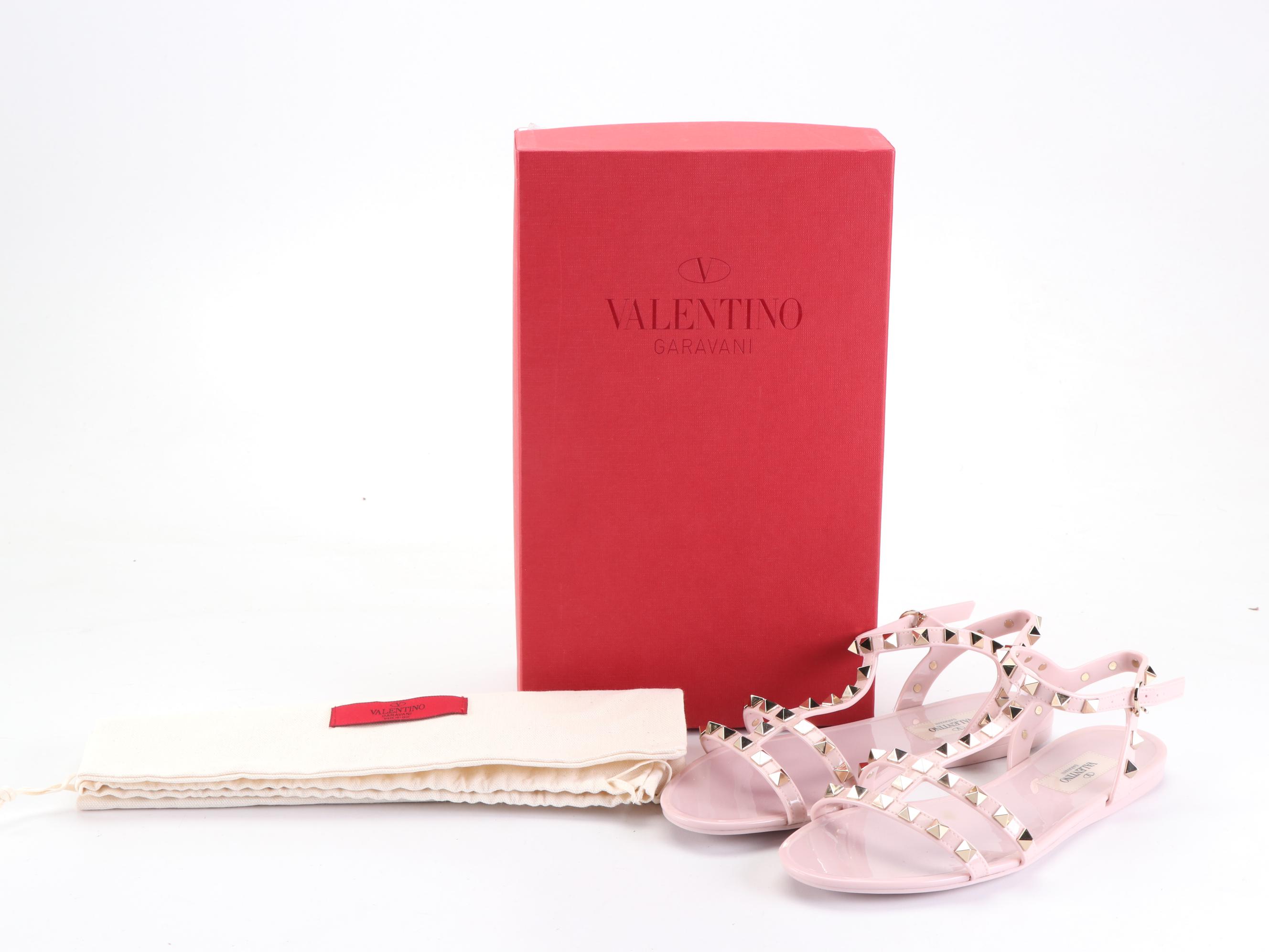 Valentino Garavani Rockstud Jelly Flat Sandals with Box