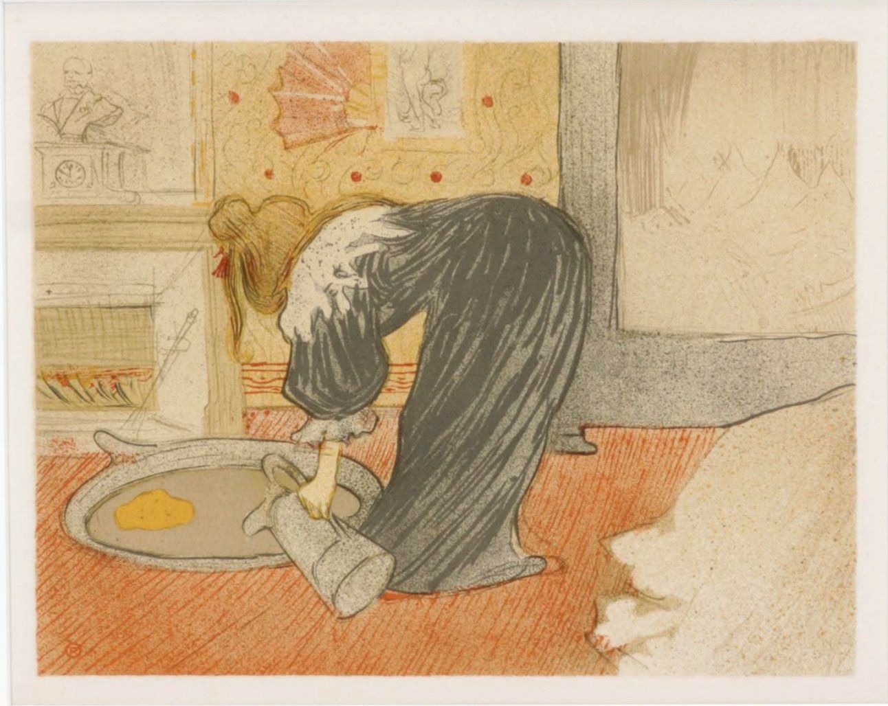 Color Lithograph After Toulouse-Lautrec "Femme au tub" From "Elles," 1952