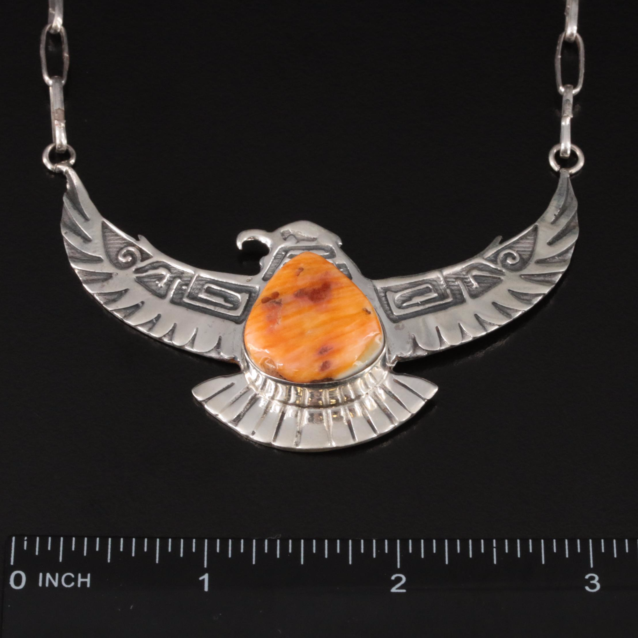 Sterling Spiny Oyster Eagle Necklace