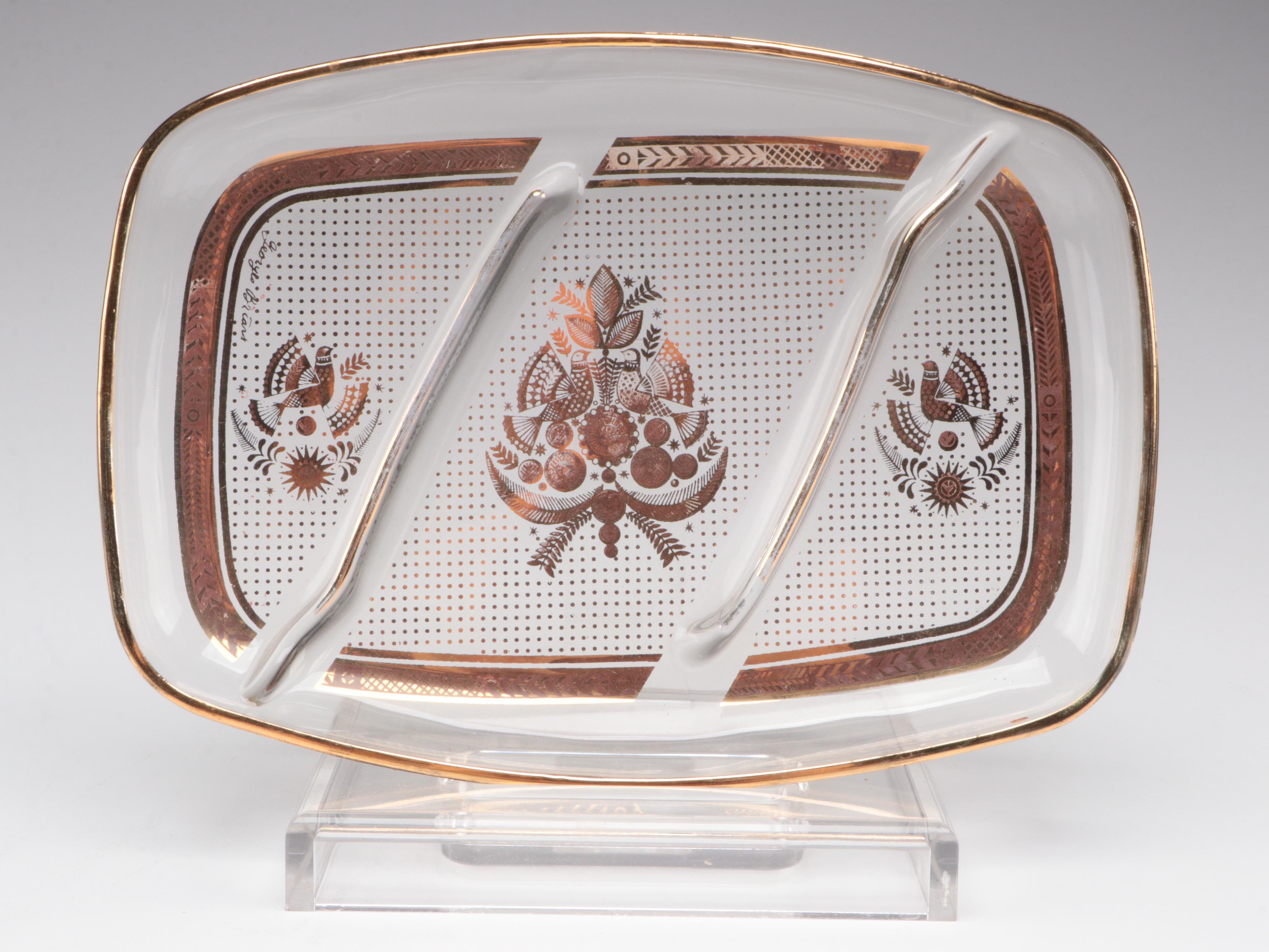 Georges Briard Divided  Platter with Hamm's Beer Pitcher and Other Barware