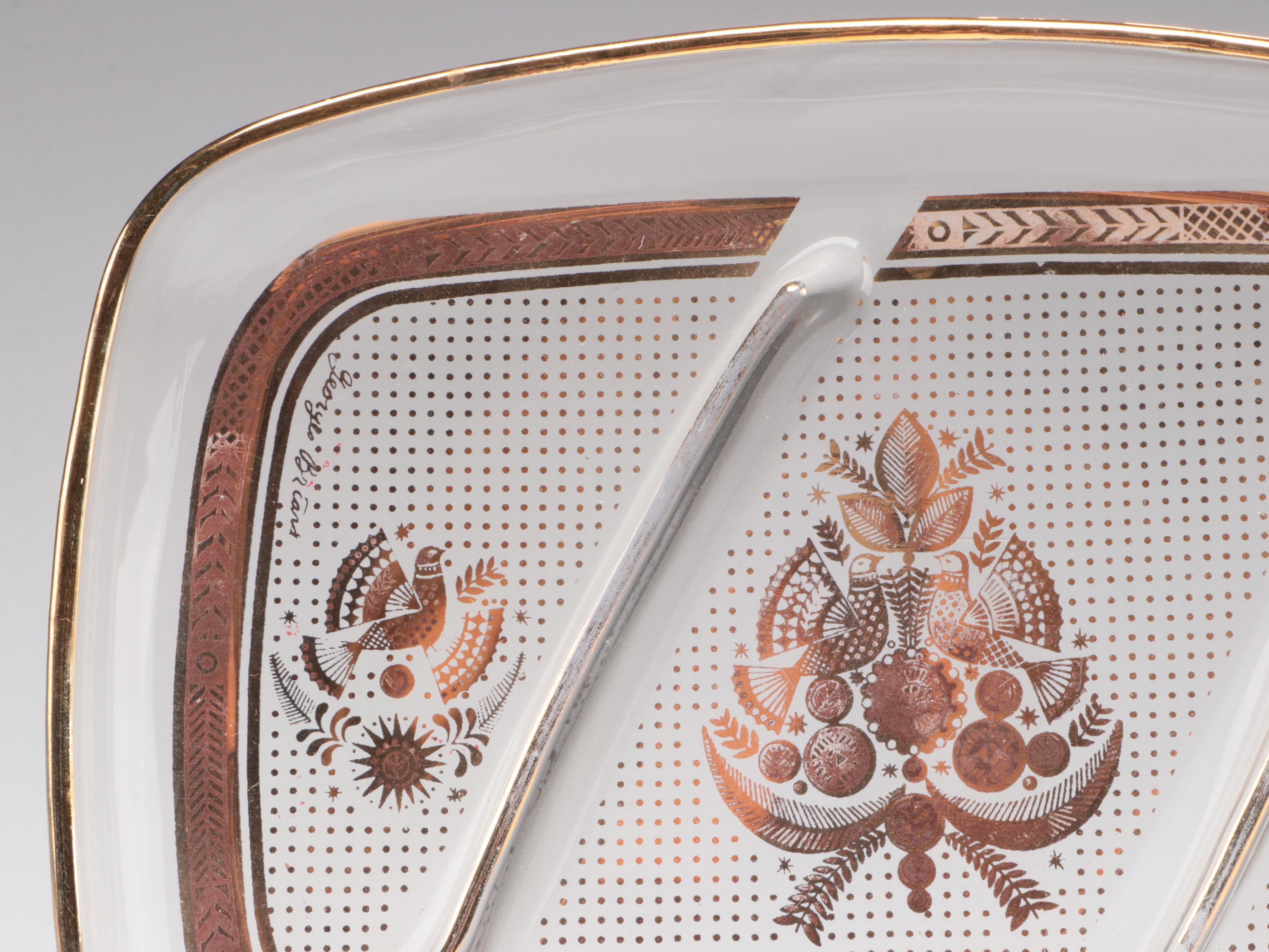 Georges Briard Divided  Platter with Hamm's Beer Pitcher and Other Barware