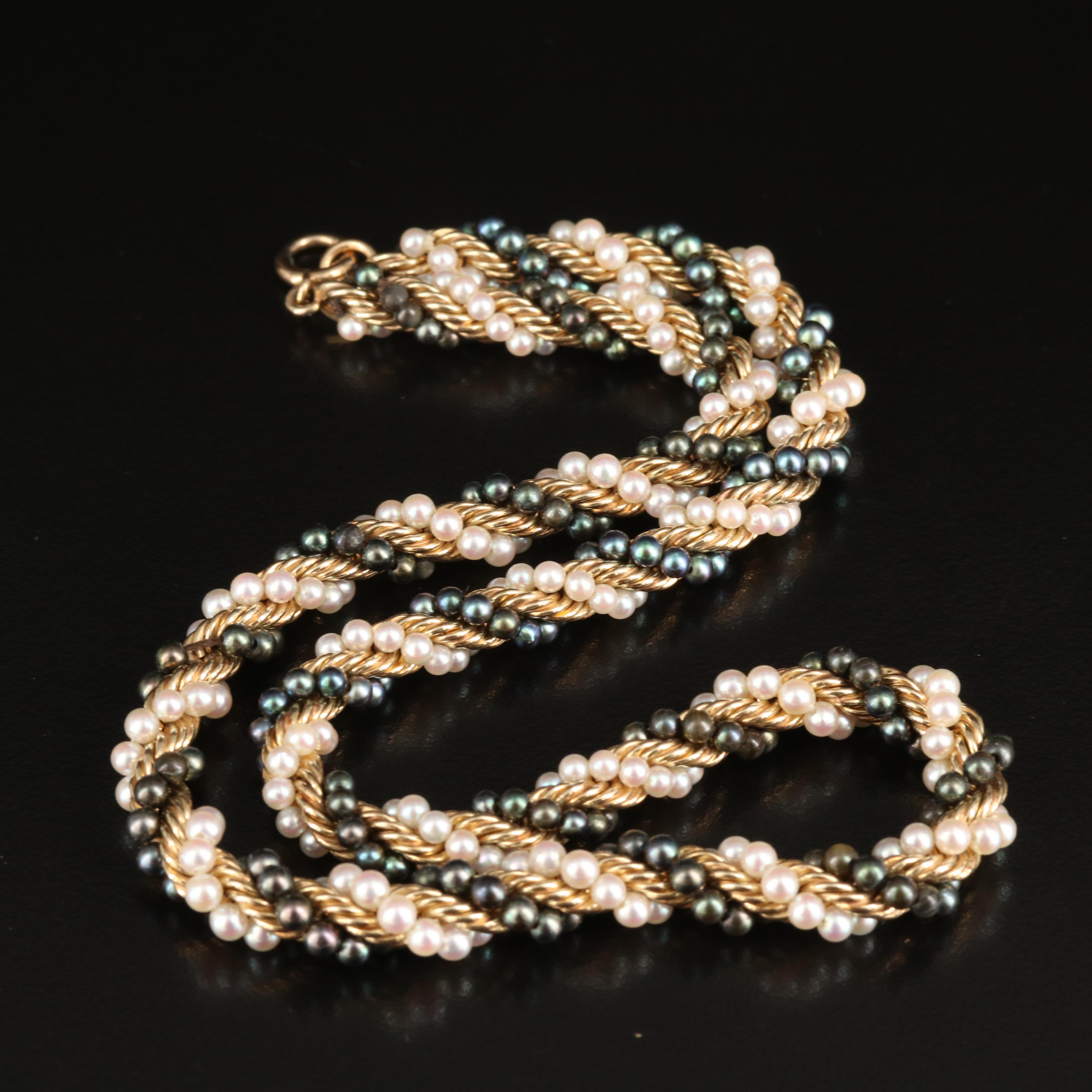 14K Seed Pearl Rope Chain Necklace