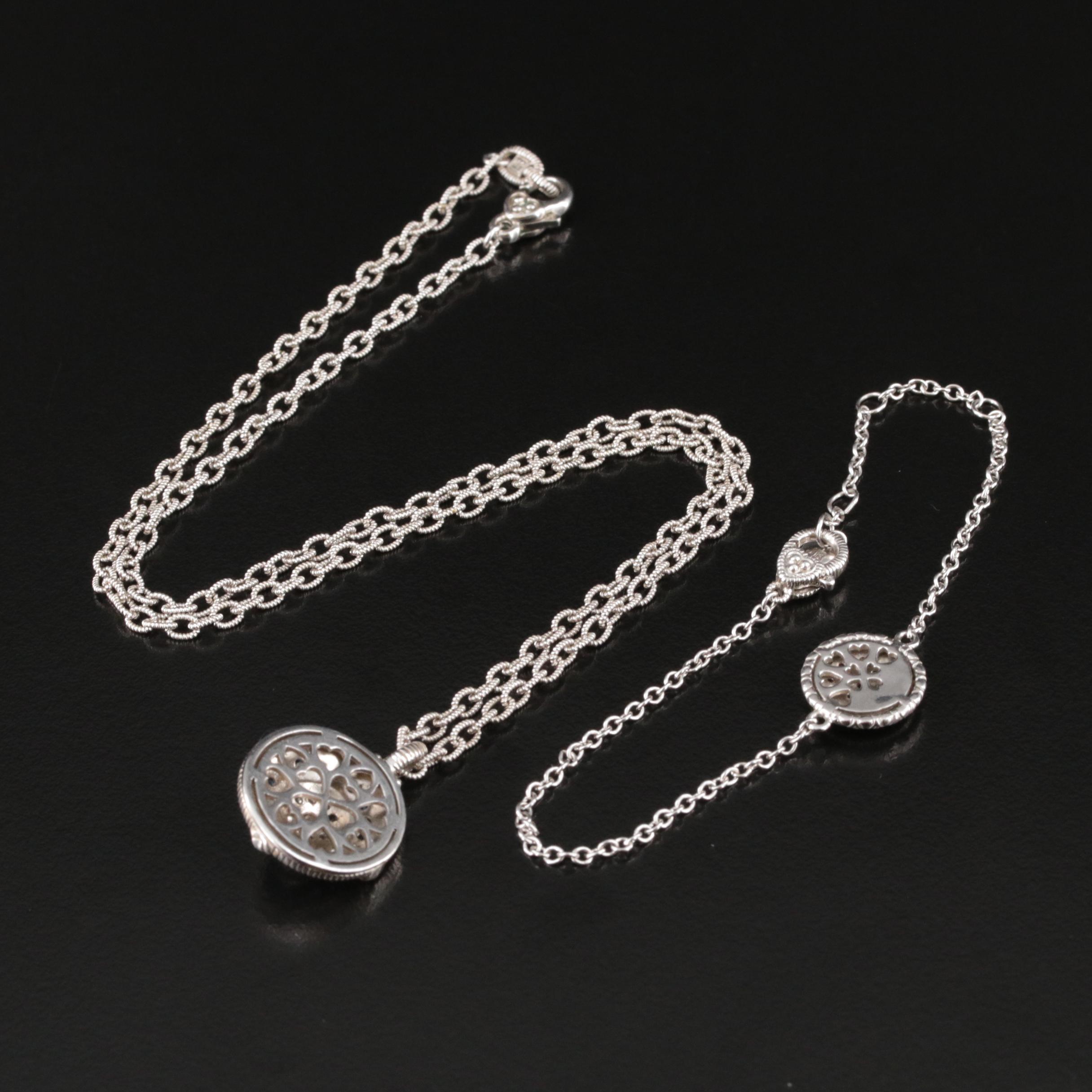 Judith Ripka Sterling Sapphire Necklace and Bracelet