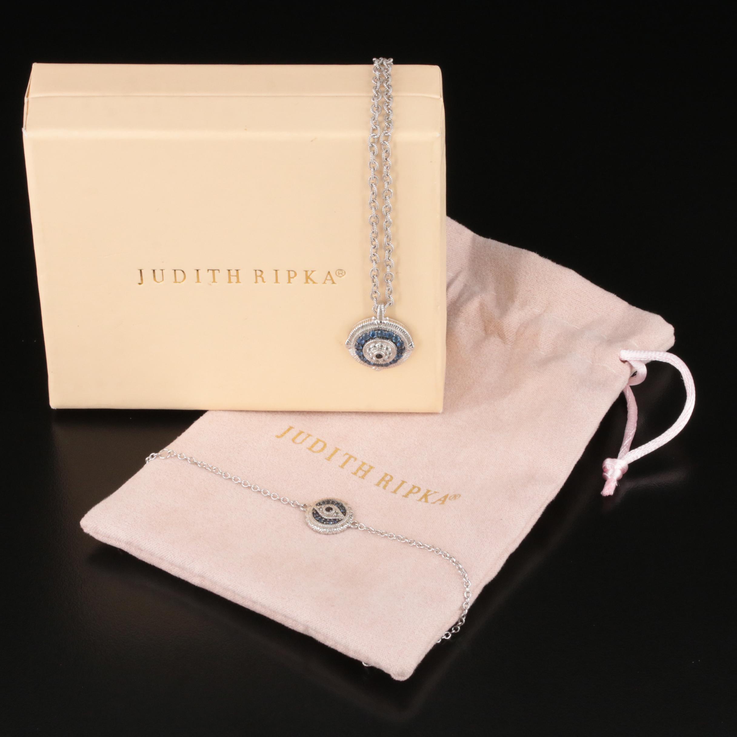 Judith Ripka Sterling Sapphire Necklace and Bracelet