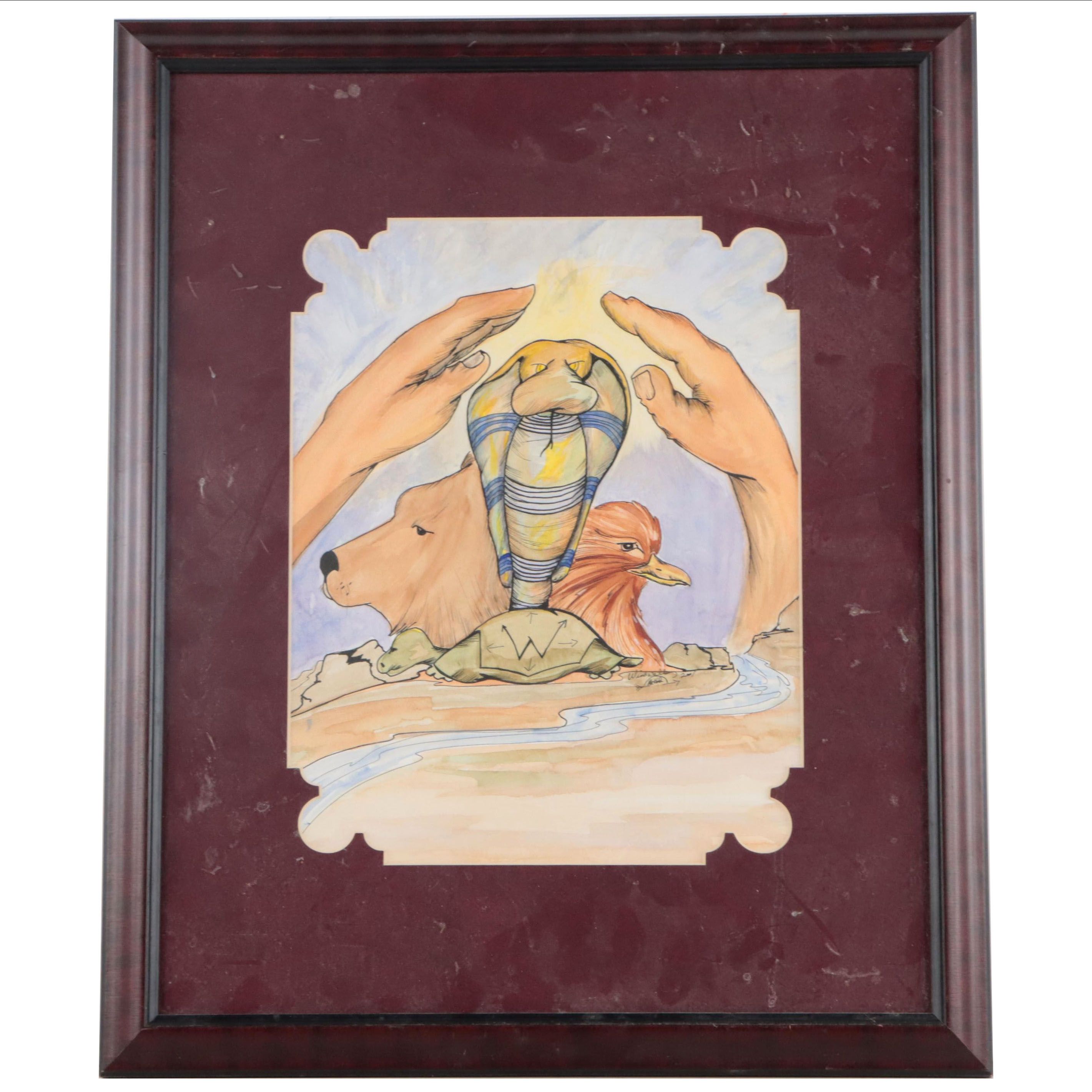 Windwalker Ink and Watercolor Painting, 2001