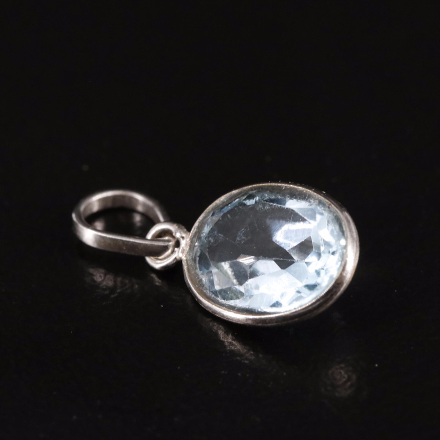 14K Blue Topaz Pendant