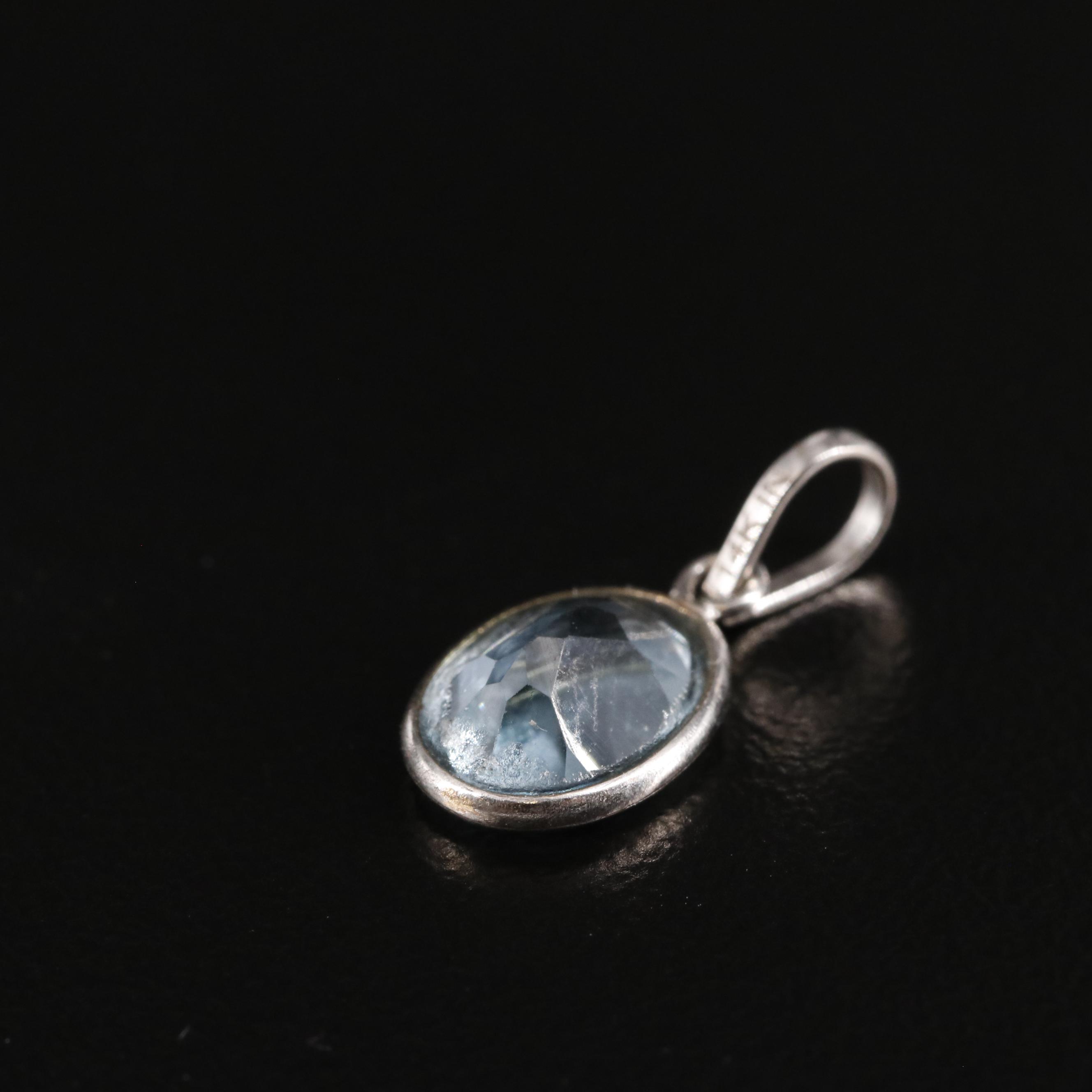 14K Blue Topaz Pendant