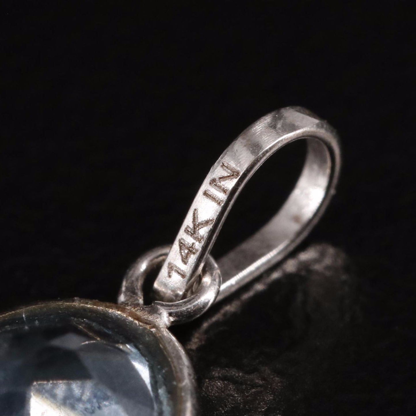 14K Blue Topaz Pendant