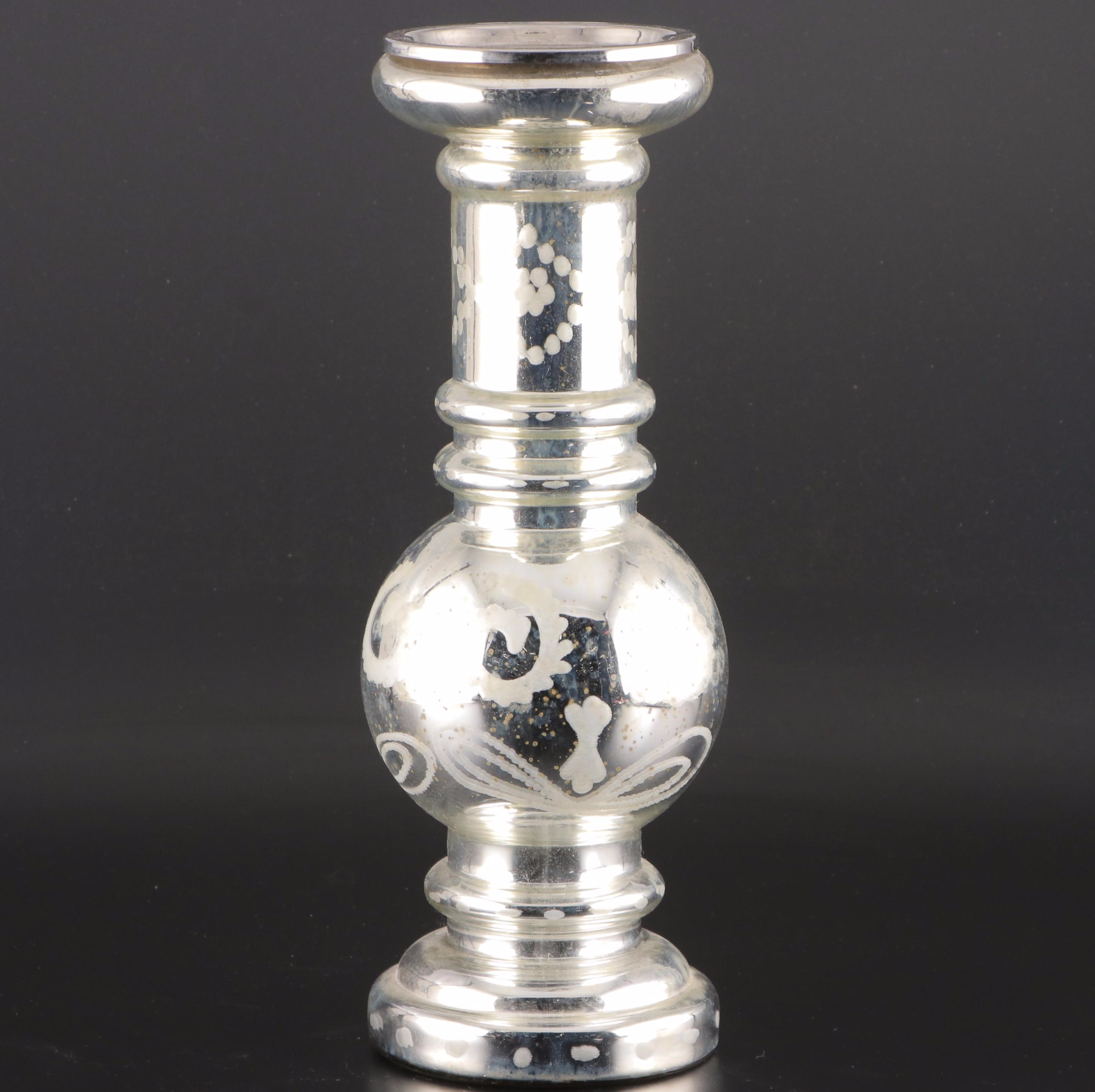 Czech and Other Mercury Glass Taper Candle Holders