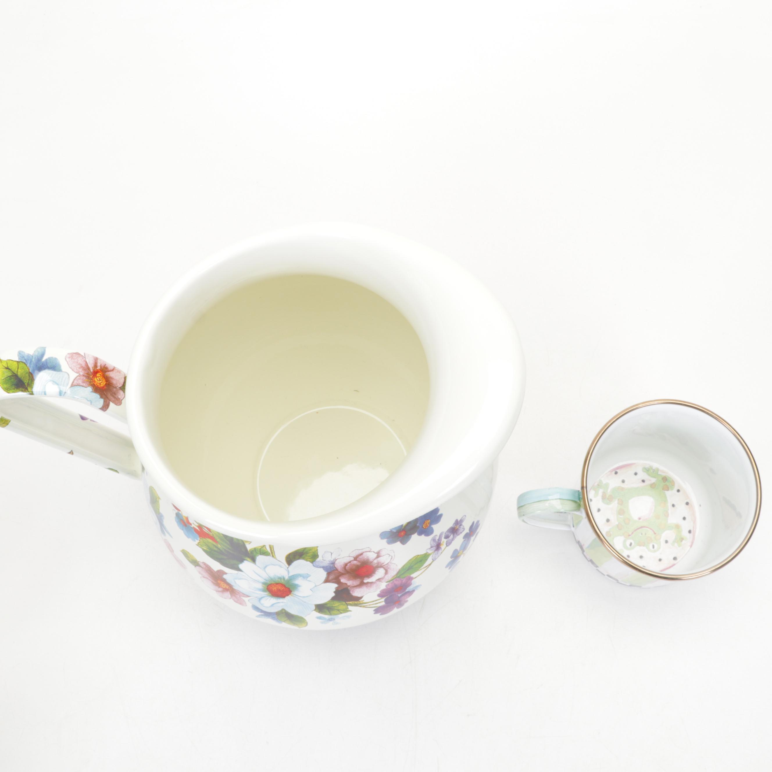 Mackenzie-Childs "Flower Market" Enamelware and Galvanized Flower Buckets