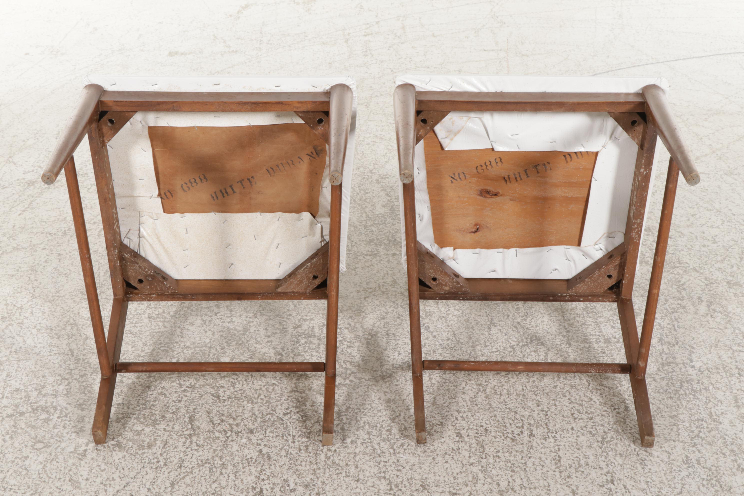 Pair of White Mid Century Modern Spindle-Back Side Chairs, 1960s