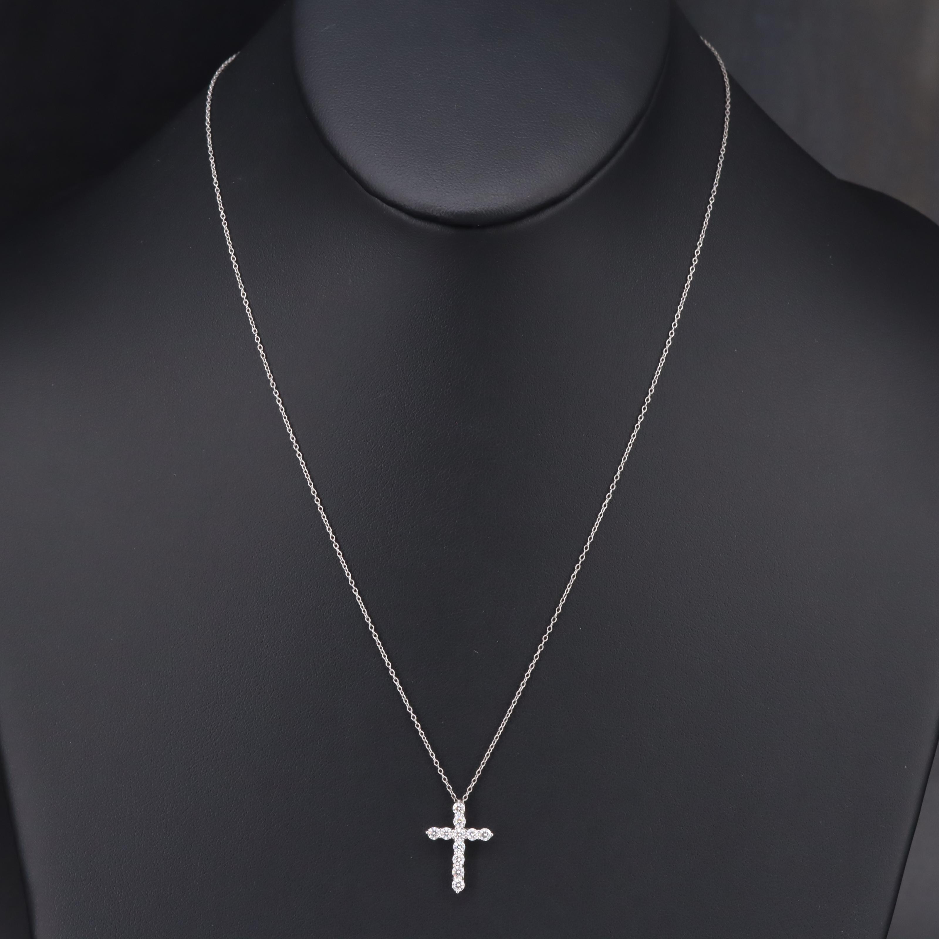 Tiffany & Co. Platinum 0.51 CTW Diamond Cross Necklace