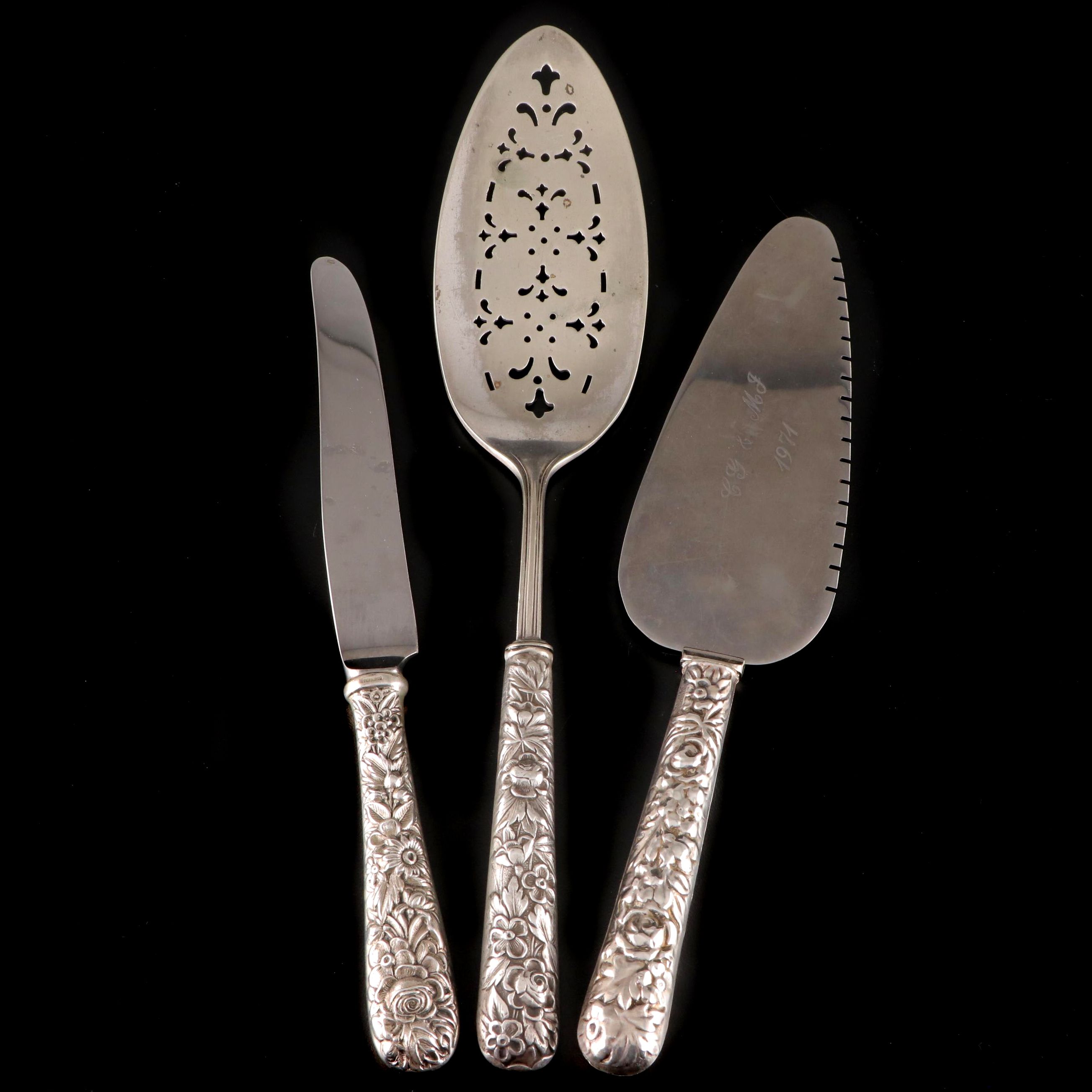 S. Kirk & Son, G.H. French & Co. and Other Repoussé Sterling Handled Serveware