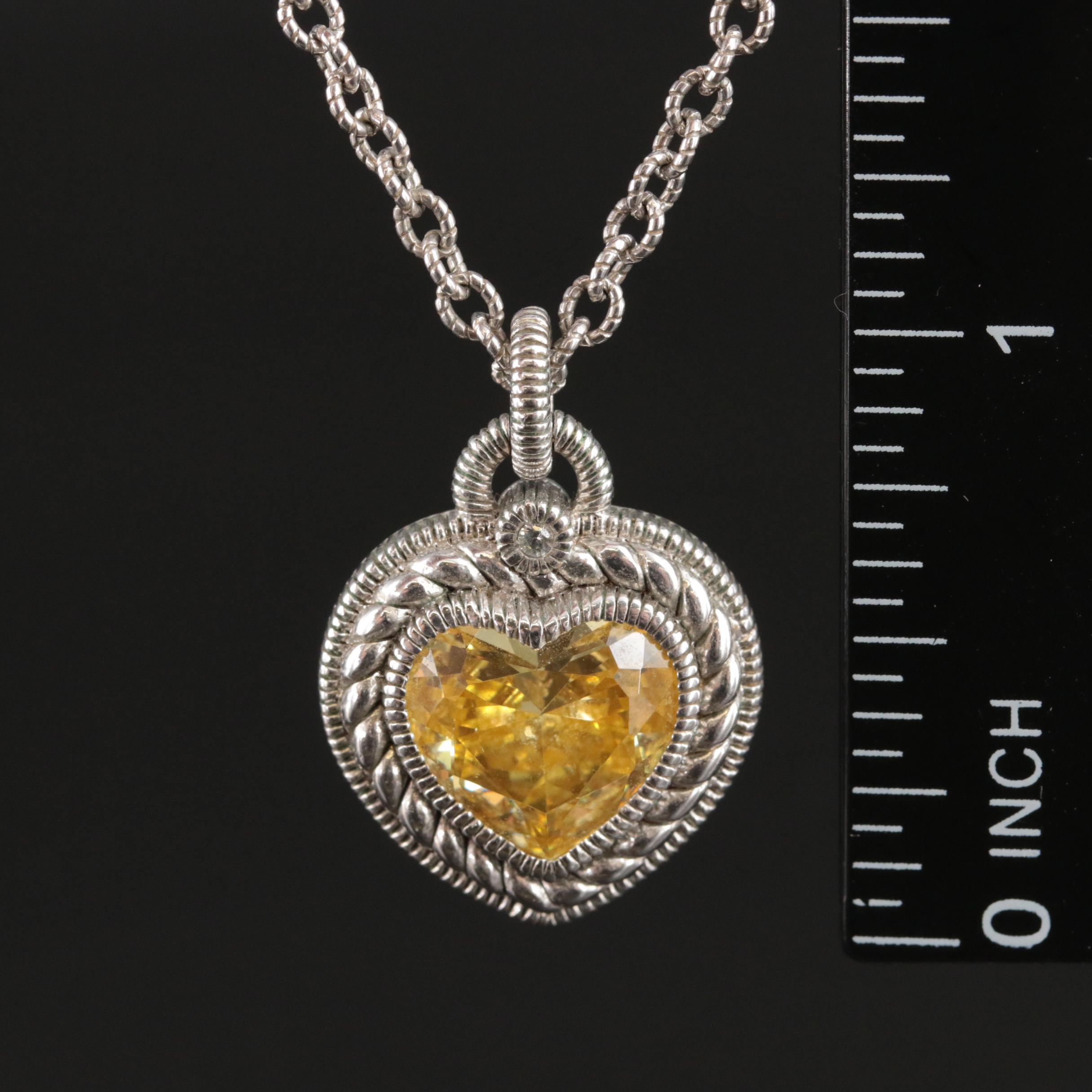 Judith Ripka Sterling Cubic Zirconia and Sapphire Necklace and Ring Set