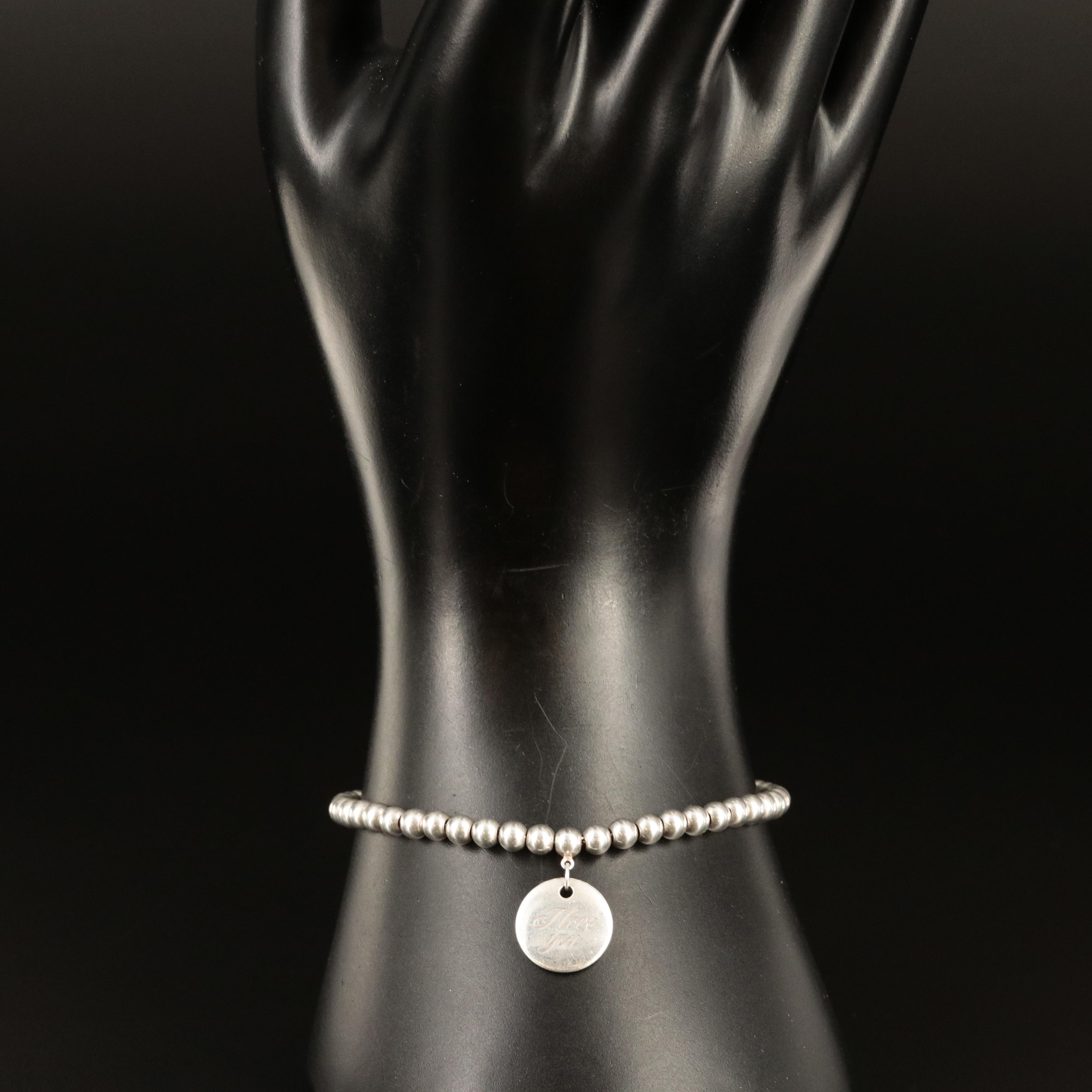 Tiffany & Co. Sterling "I Love You" Beaded Bracelet