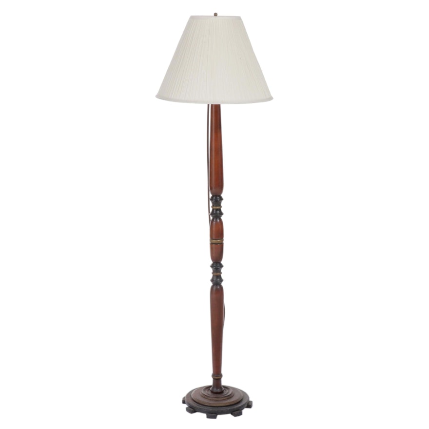 Ebonized and Parcel-Gilt Hardwood Floor Lamp, Early to Mid 20th Century