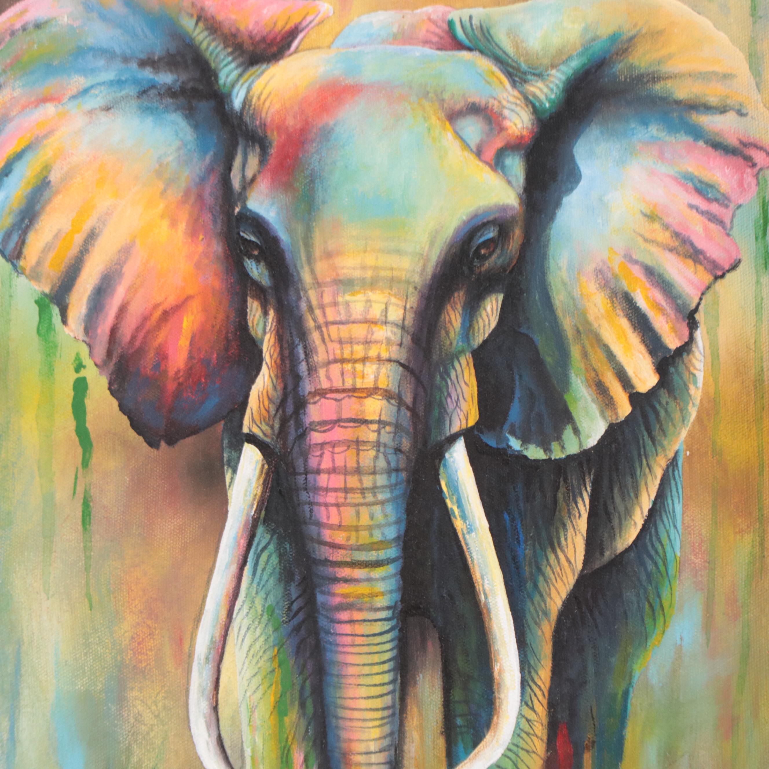 Acrylic Painting of Elephant, 2016