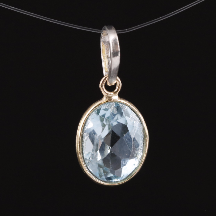 14K Blue Topaz Pendant