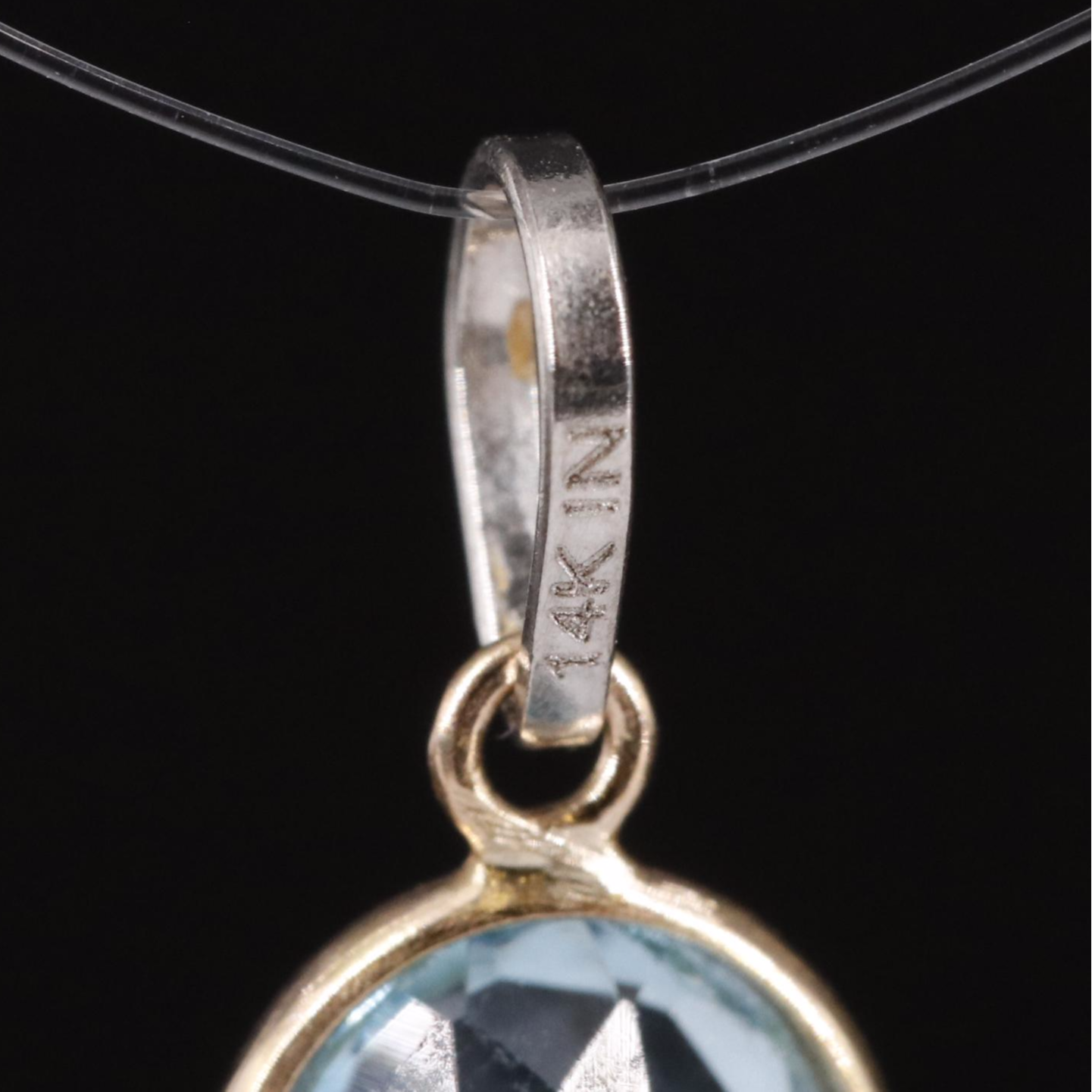 14K Blue Topaz Pendant