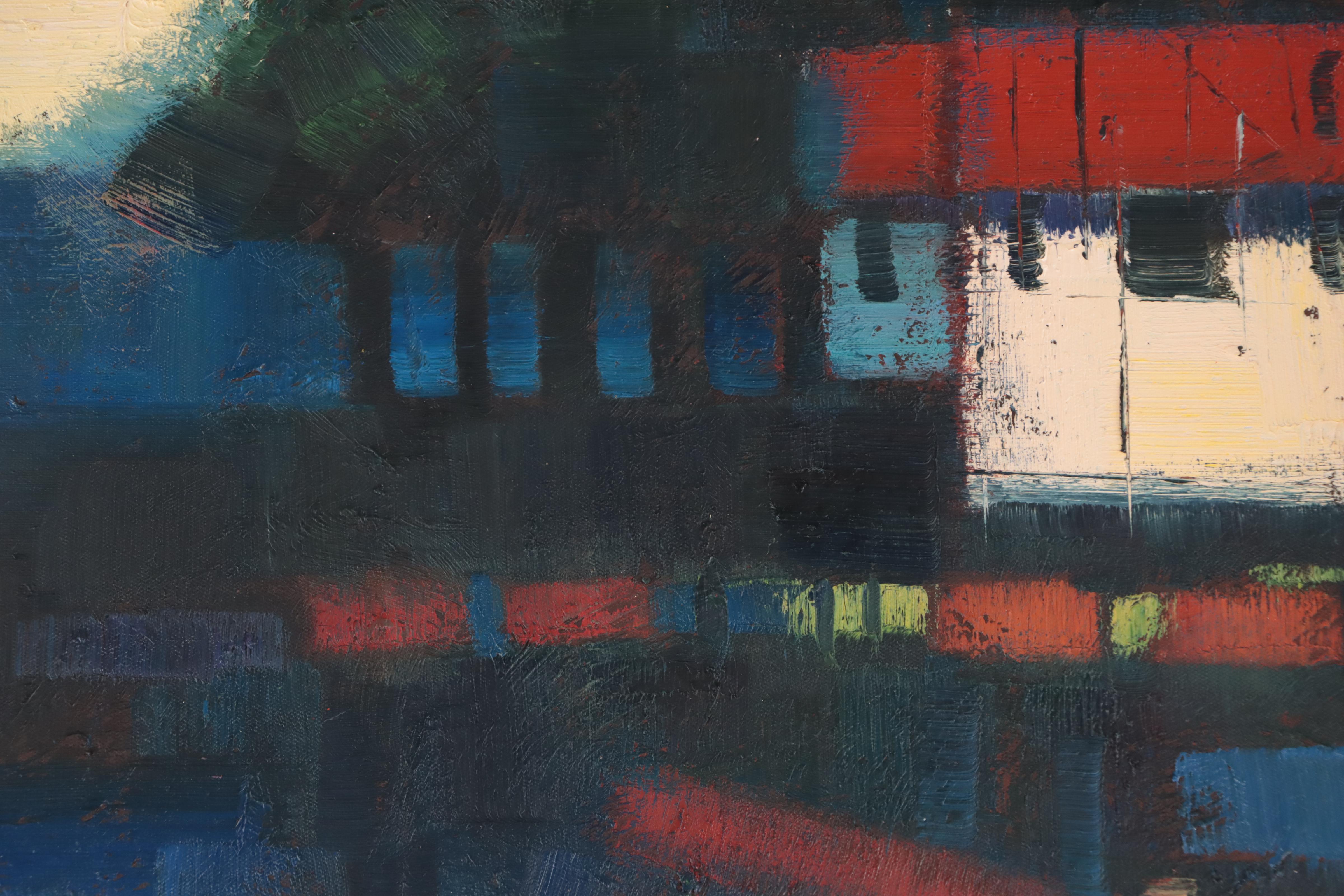 Abstract Geometric Oil Painting, Circa 2000