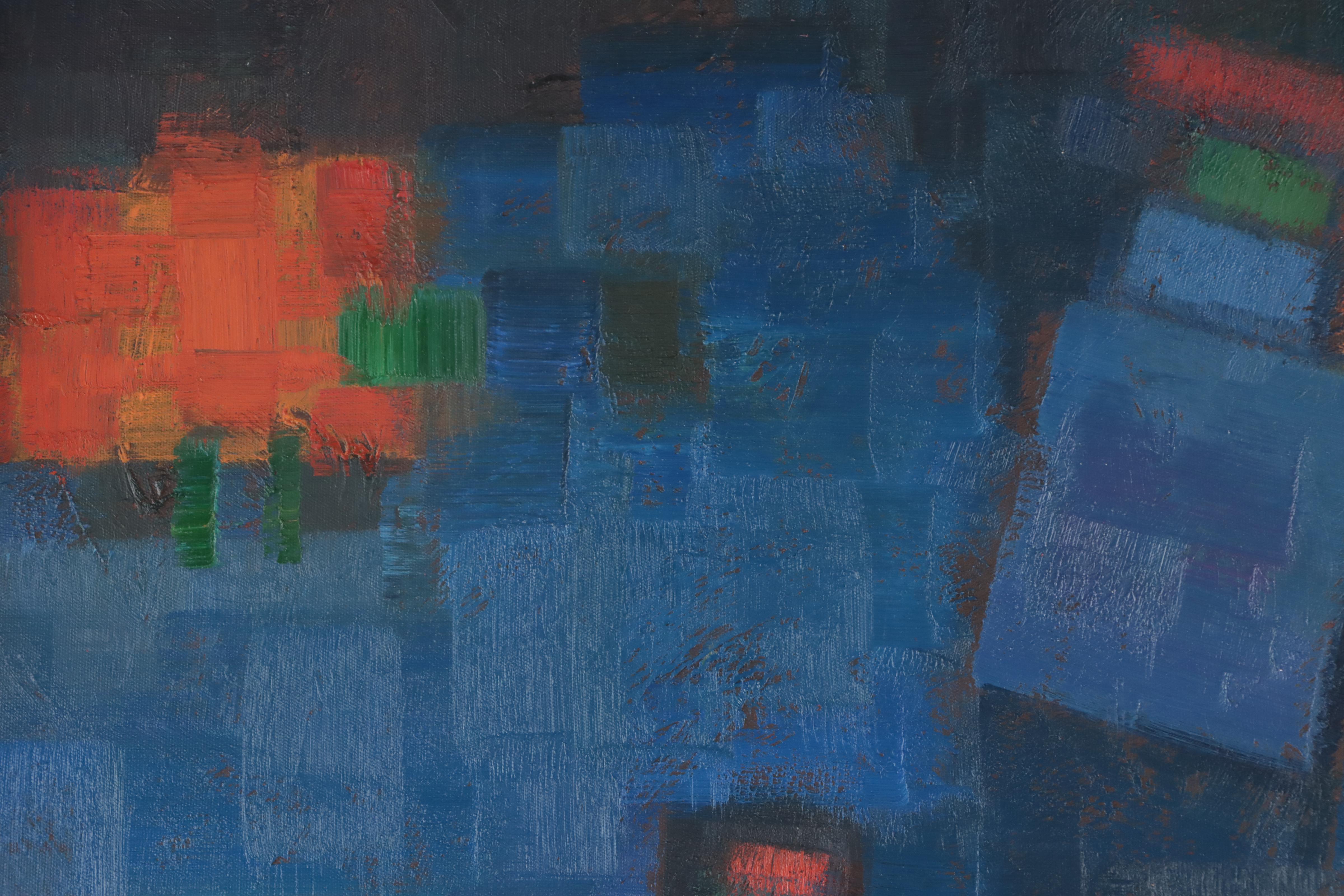 Abstract Geometric Oil Painting, Circa 2000