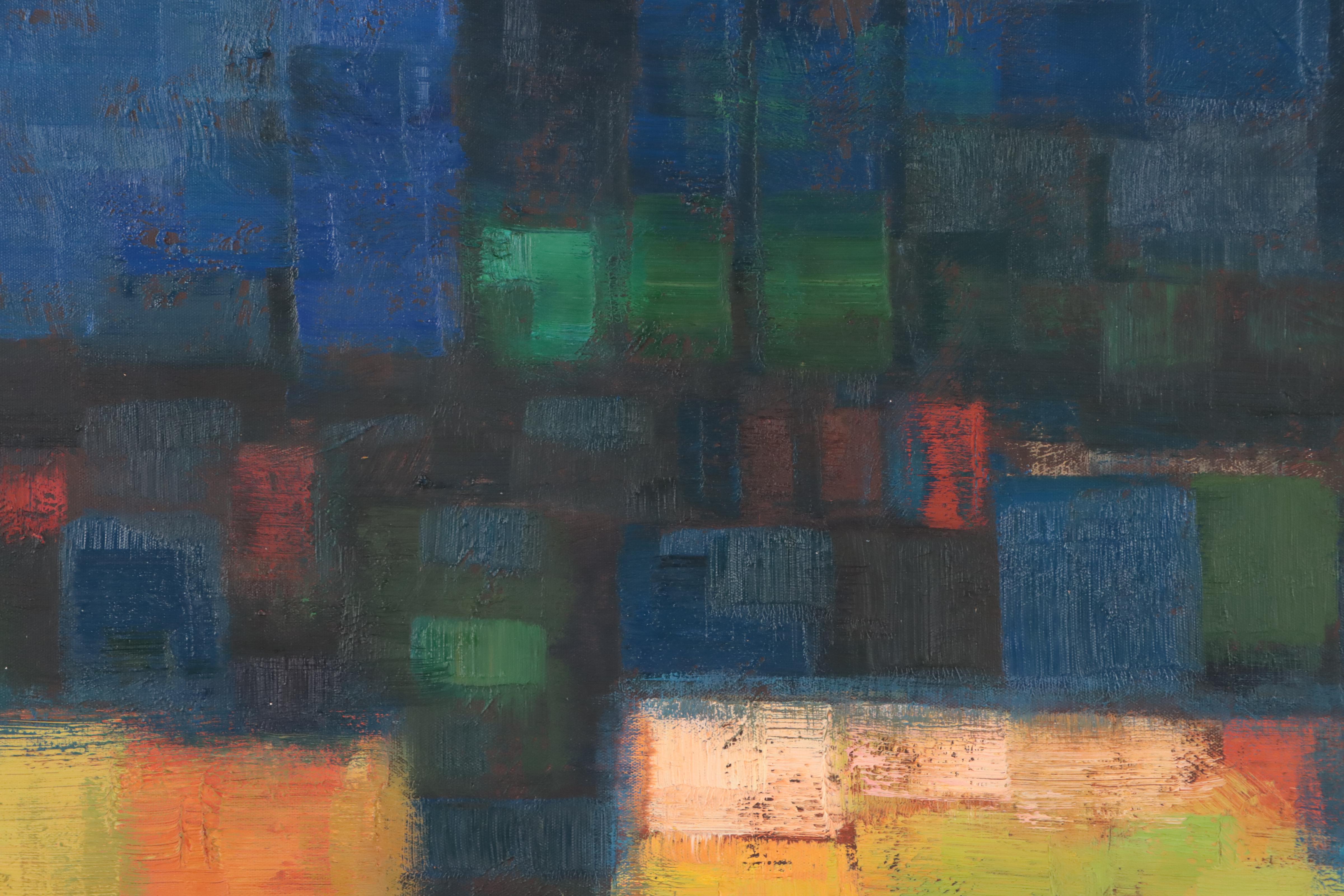 Abstract Geometric Oil Painting, Circa 2000