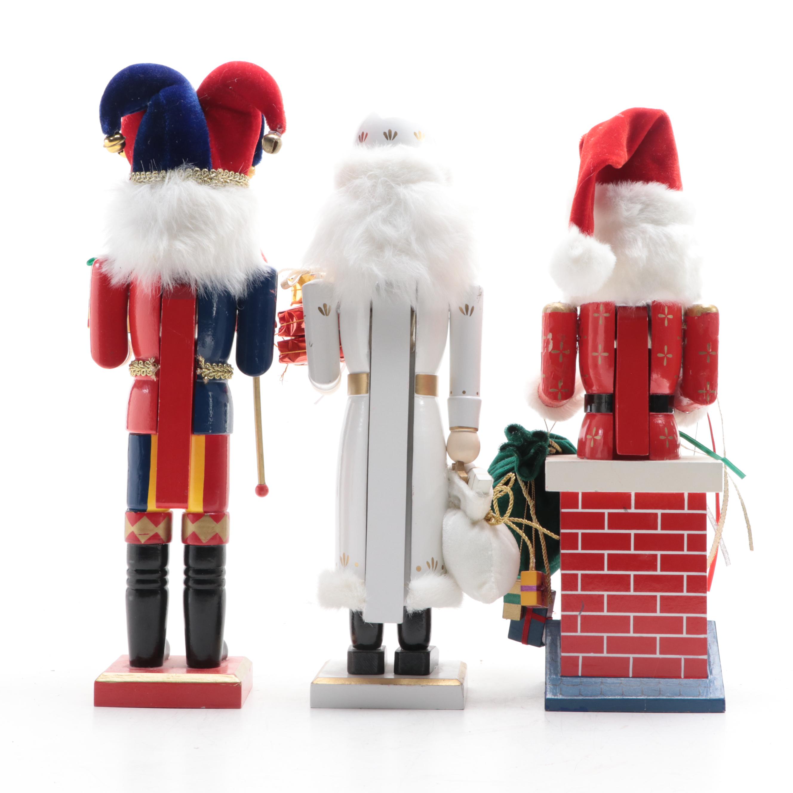 Jester, White Santa and Chimney Santa Nutcrackers