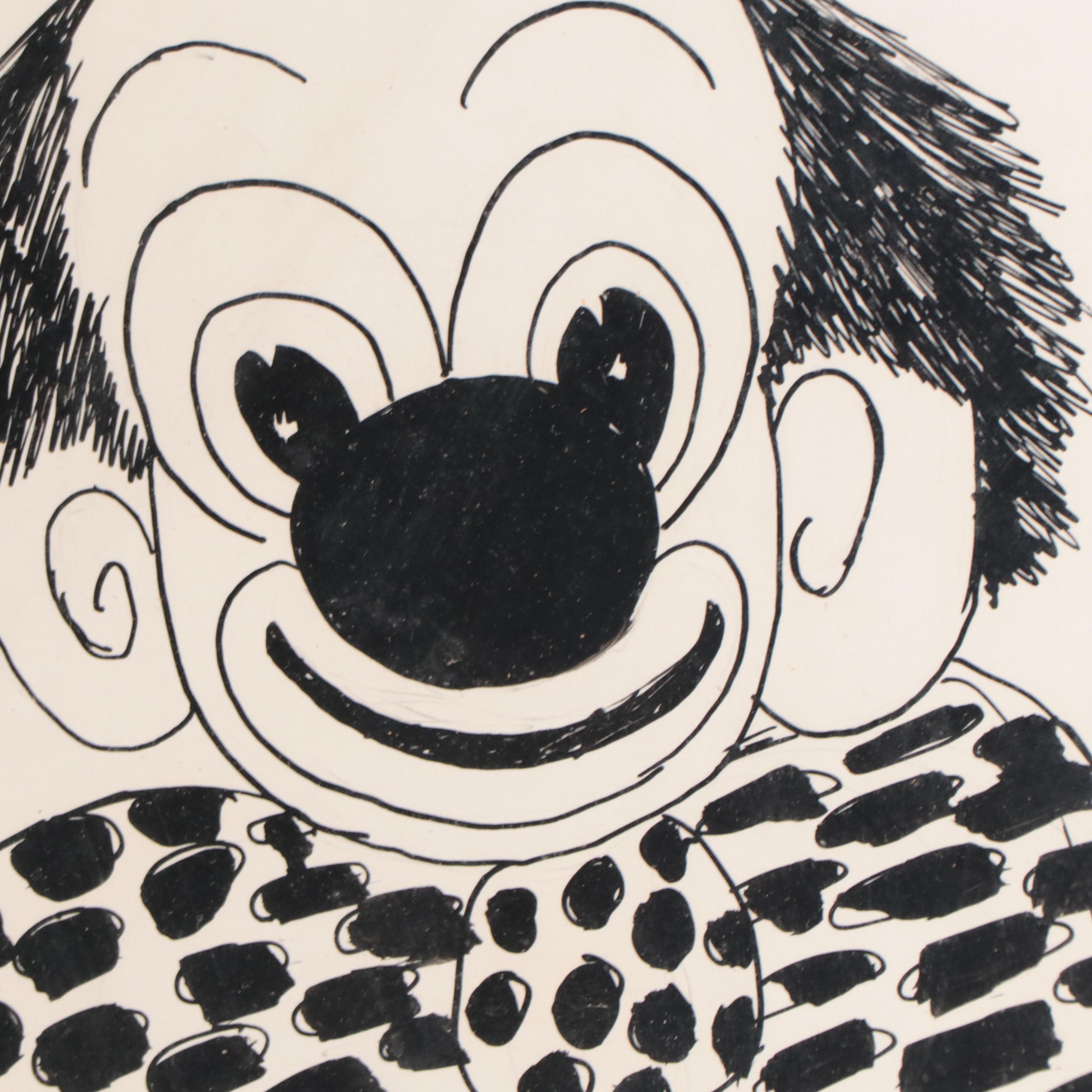 R. Siegel Ink Drawings of Clowns