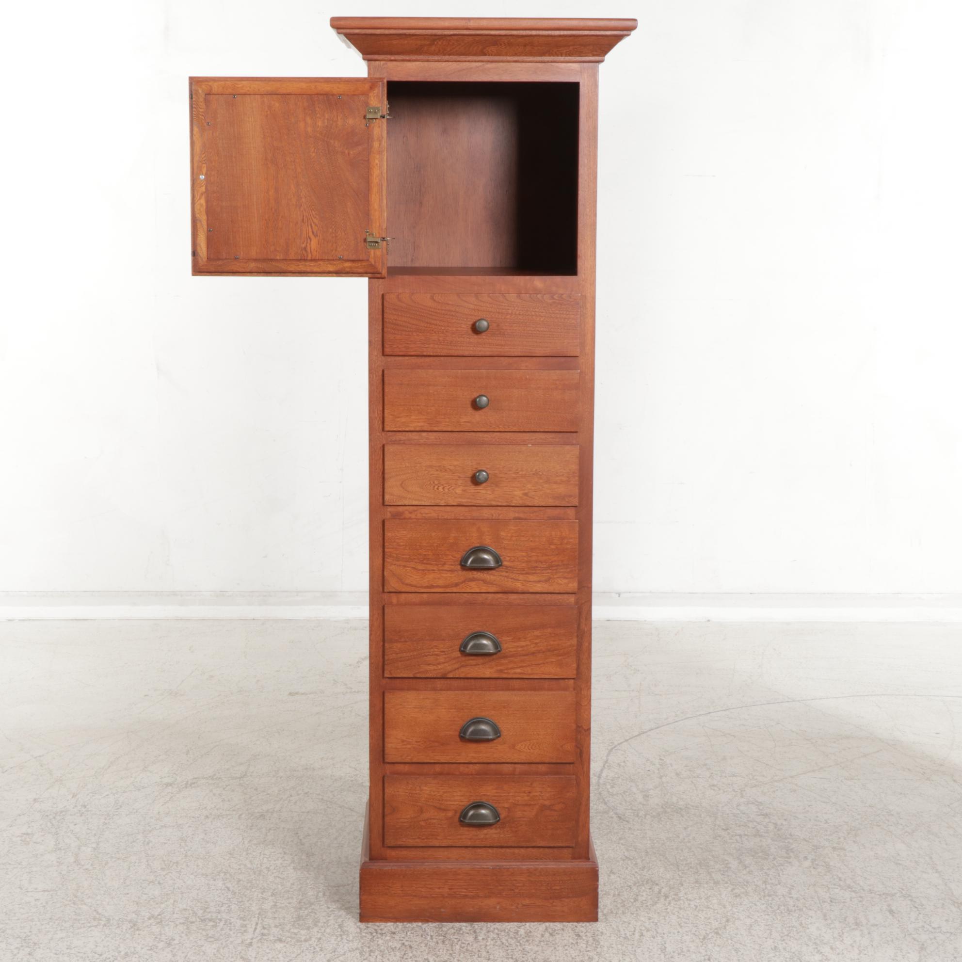 Arhaus Wood Lingerie Chest with Mirrored Door, 21st Century