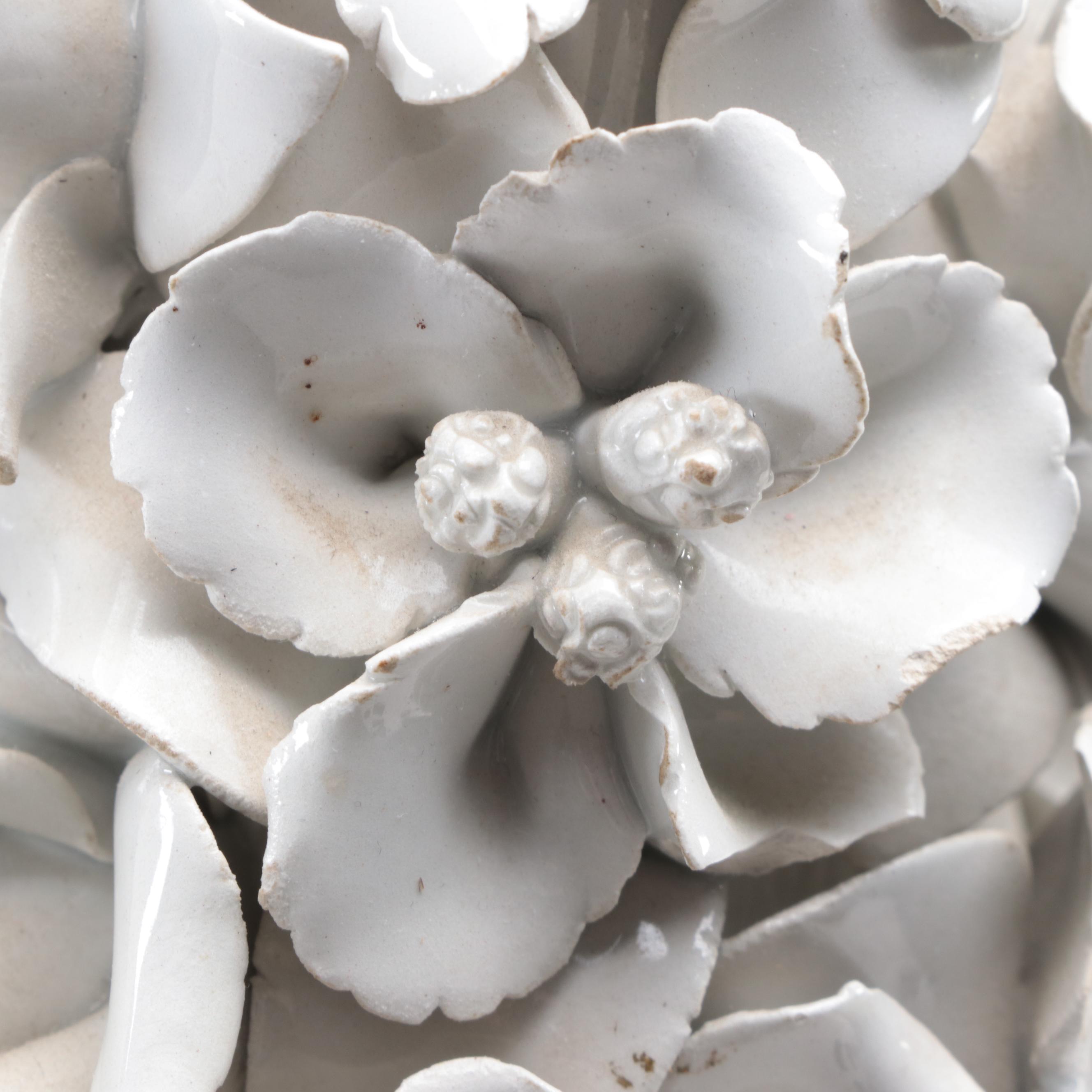 Italian Glazed Ceramic and Parcel Gilt Floral Topiary, Mid-20th Century