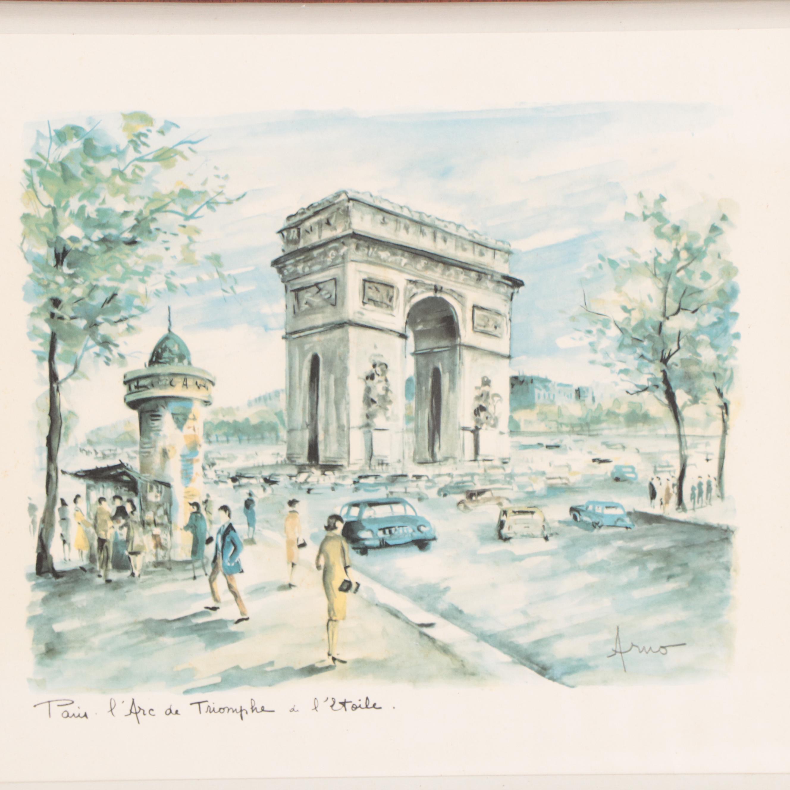 Offset Lithographs of Paris City Scenes Including "Paris, Notre Dame, Aleside"