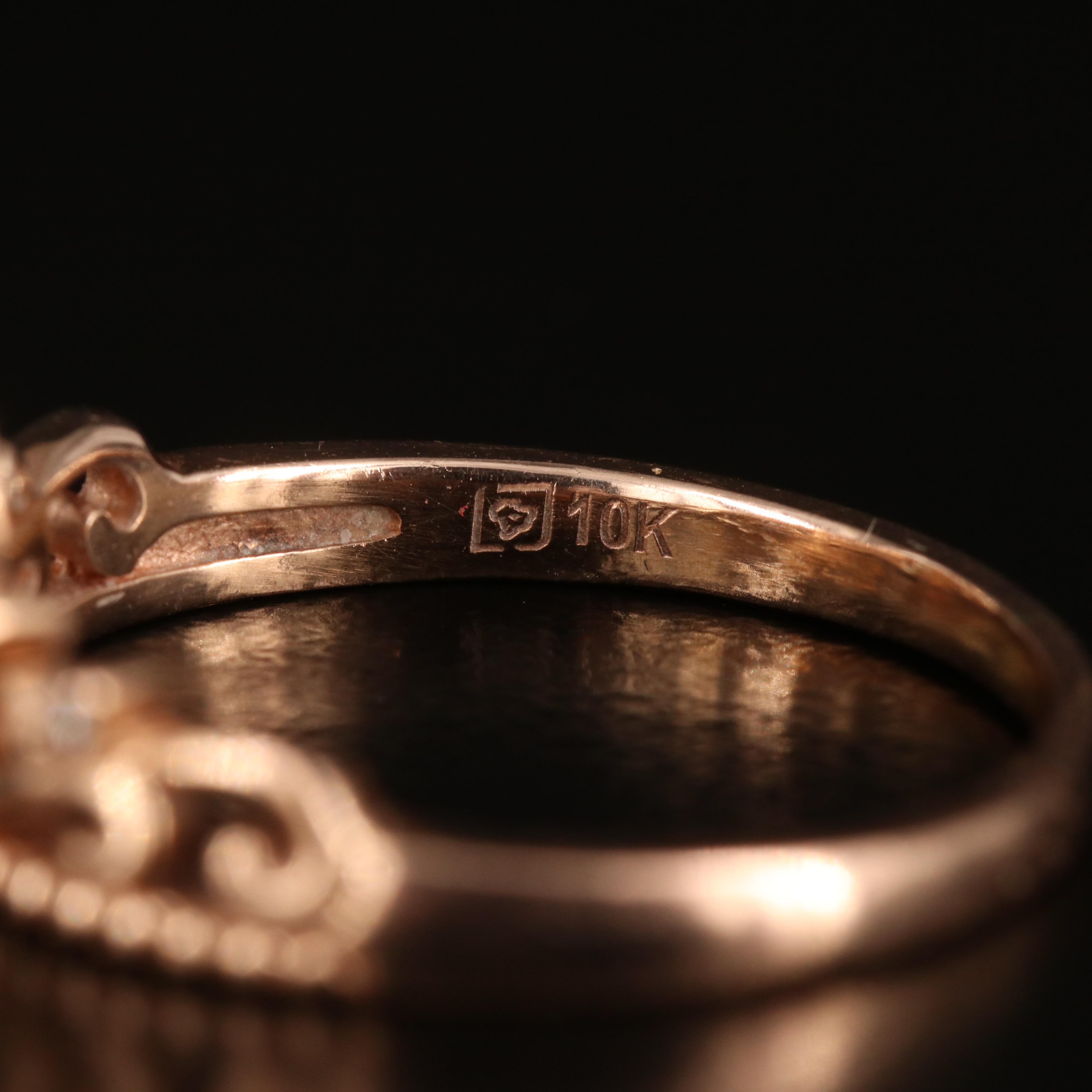 10K Rose Gold Opal and Diamond Crown Ring