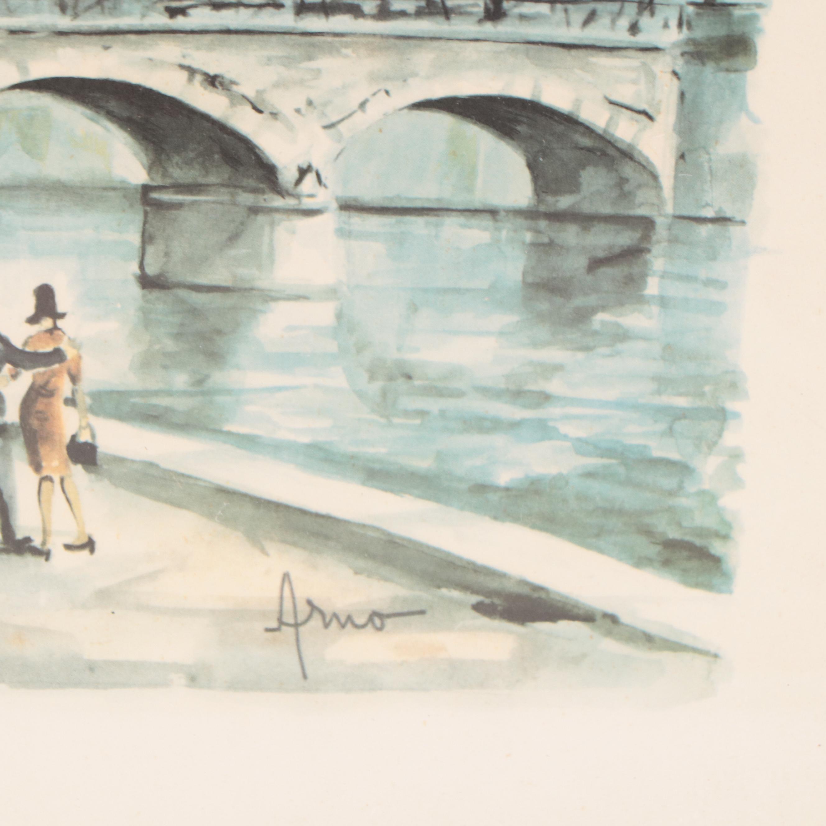 Offset Lithographs of Paris City Scenes Including "Paris, Notre Dame, Aleside"