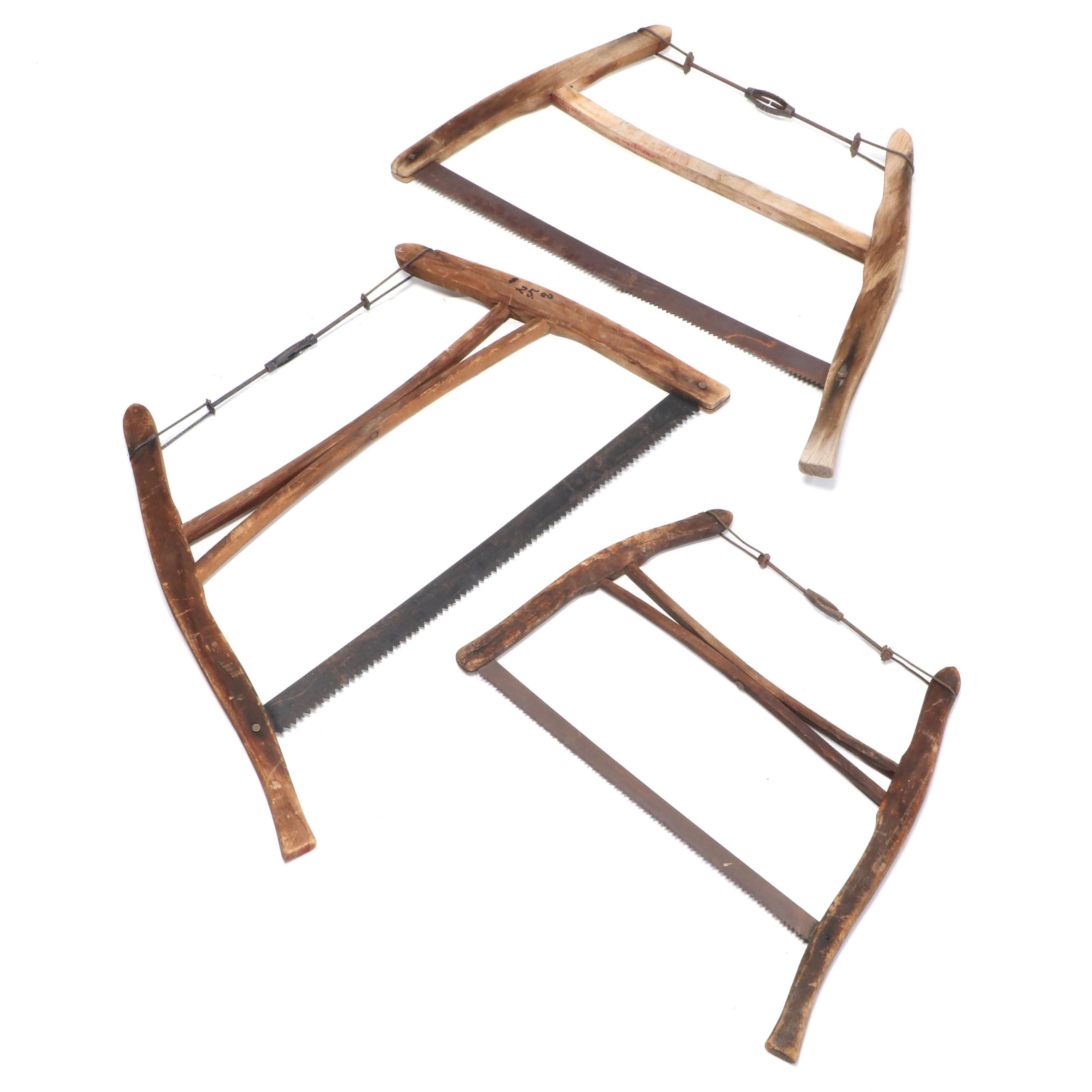 S. H. Co and Other Wood and Metal Buck Saws, Late 19th Century